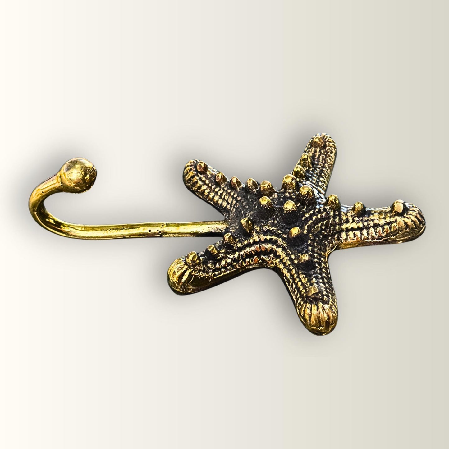 Bronze Nautical Starfish Wall Hook: Key Hanger, Lost Wax Cast Metal Coat Hanger