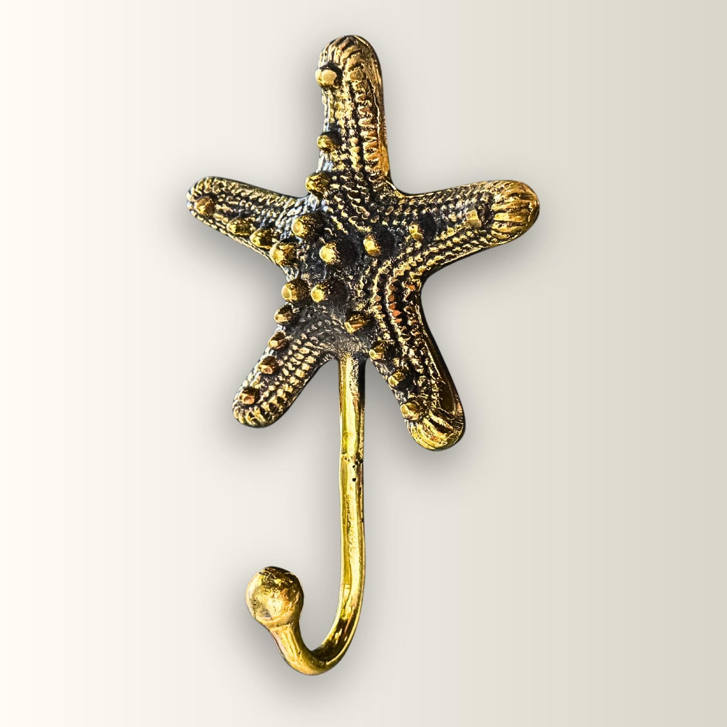 Bronze Nautical Starfish Wall Hook: Key Hanger, Lost Wax Cast Metal Coat Hanger