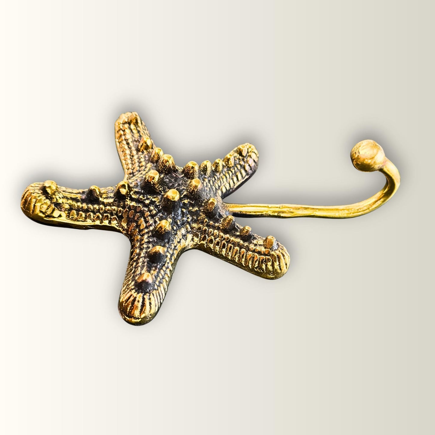 Bronze Nautical Starfish Wall Hook: Key Hanger, Lost Wax Cast Metal Coat Hanger