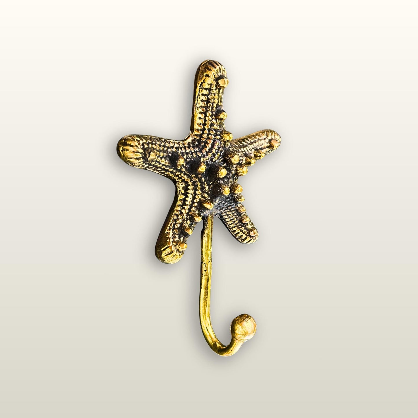 Bronze Nautical Starfish Wall Hook: Key Hanger, Lost Wax Cast Metal Coat Hanger