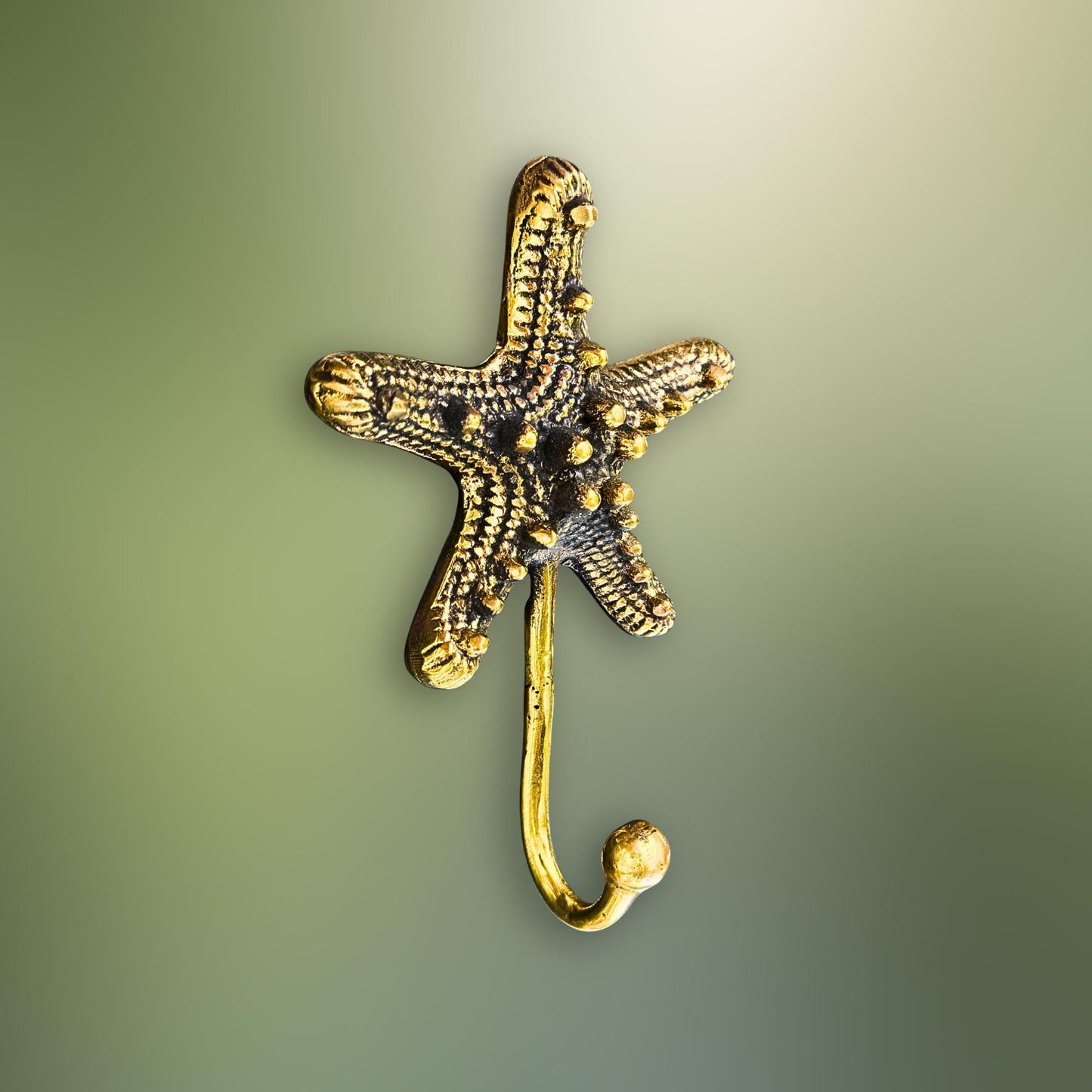Bronze Nautical Starfish Wall Hook: Key Hanger, Lost Wax Cast Metal Coat Hanger