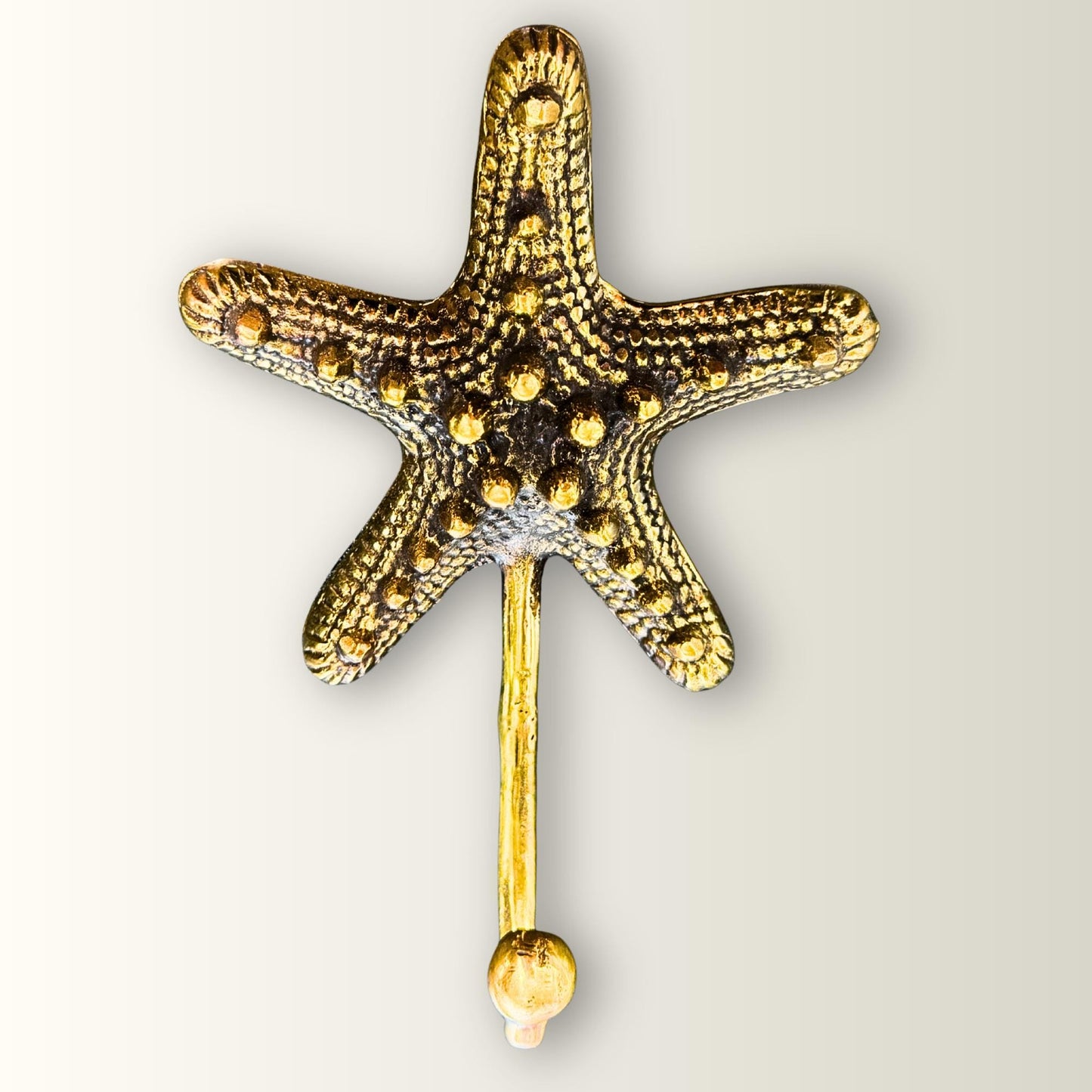 Bronze Nautical Starfish Wall Hook: Key Hanger, Lost Wax Cast Metal Coat Hanger