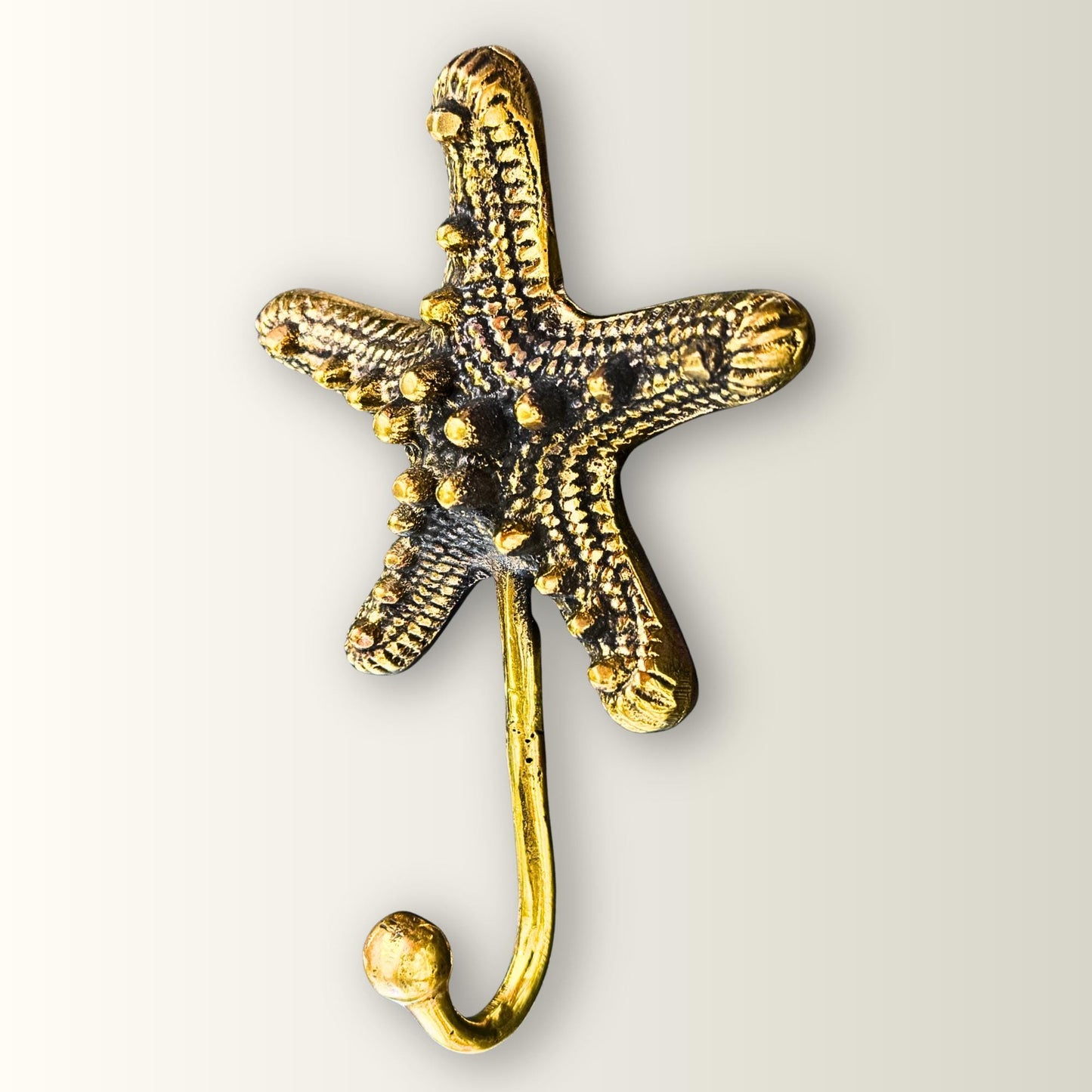 Bronze Nautical Starfish Wall Hook: Key Hanger, Lost Wax Cast Metal Coat Hanger
