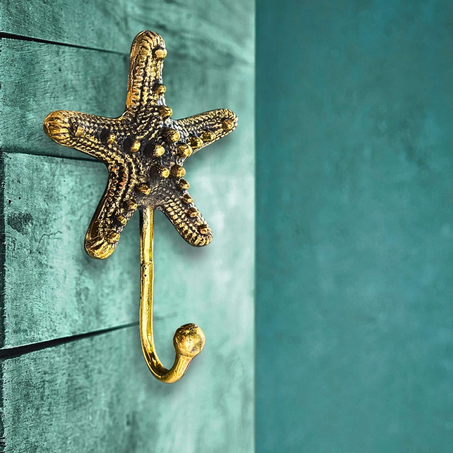 Bronze Nautical Starfish Wall Hook: Key Hanger, Lost Wax Cast Metal Coat Hanger