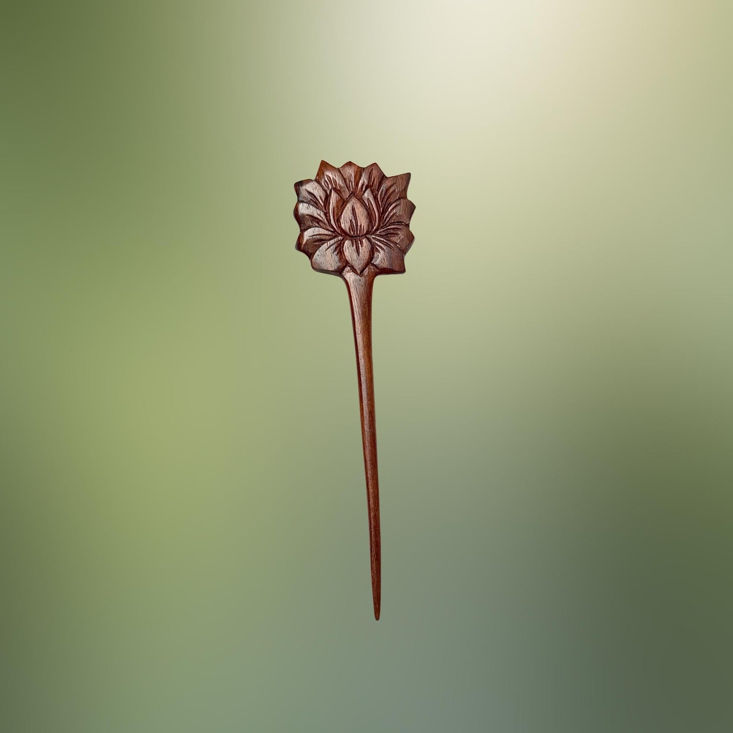 Carved Wooden Hair Pick Stick;  Balinese Wood Hair Jewelry, Lotus, Celtic Knot, Fern Tip