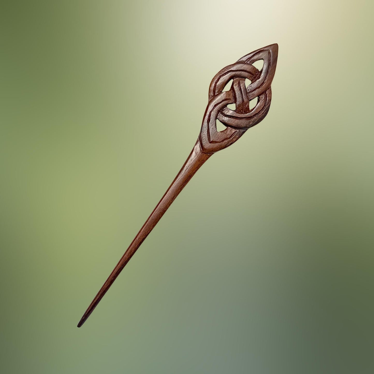 Carved Wooden Hair Pick Stick;  Balinese Wood Hair Jewelry, Lotus, Celtic Knot, Fern Tip