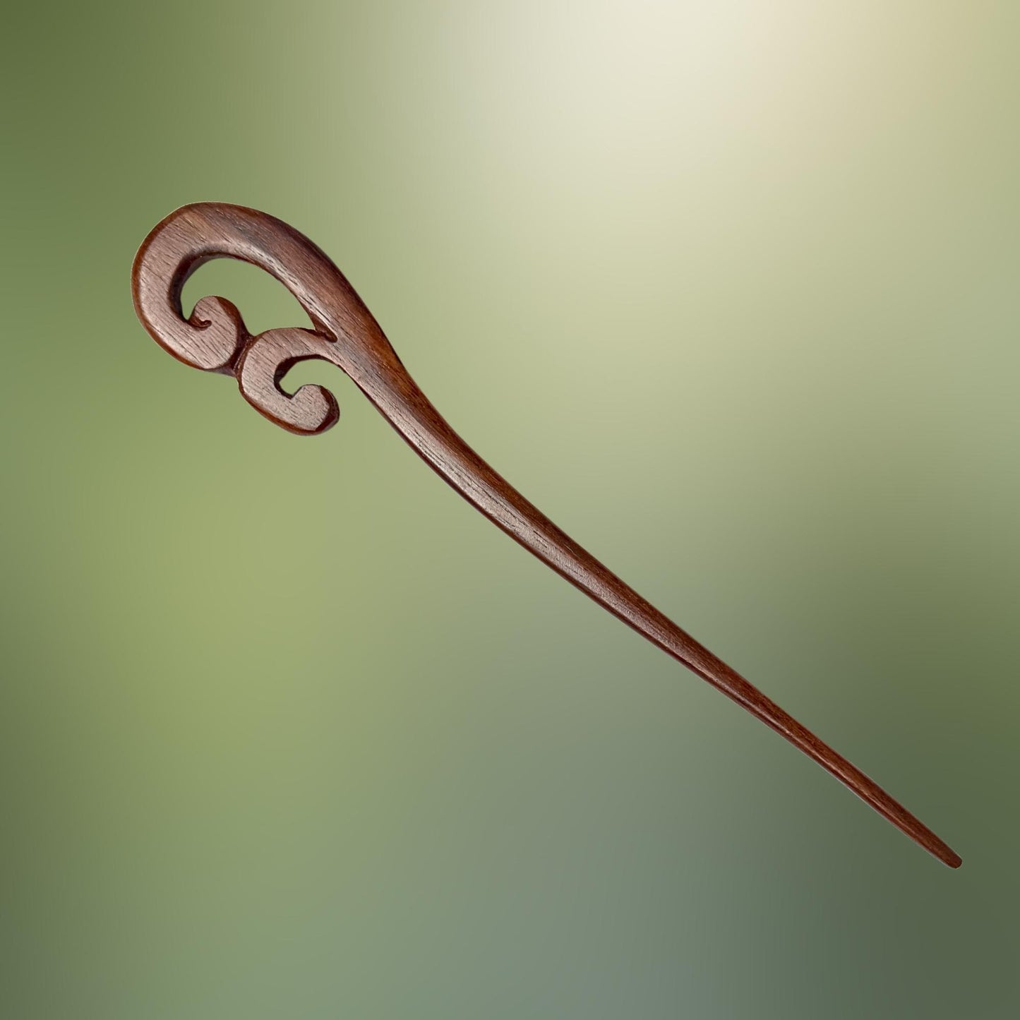 Carved Wooden Hair Pick Stick;  Balinese Wood Hair Jewelry, Lotus, Celtic Knot, Fern Tip