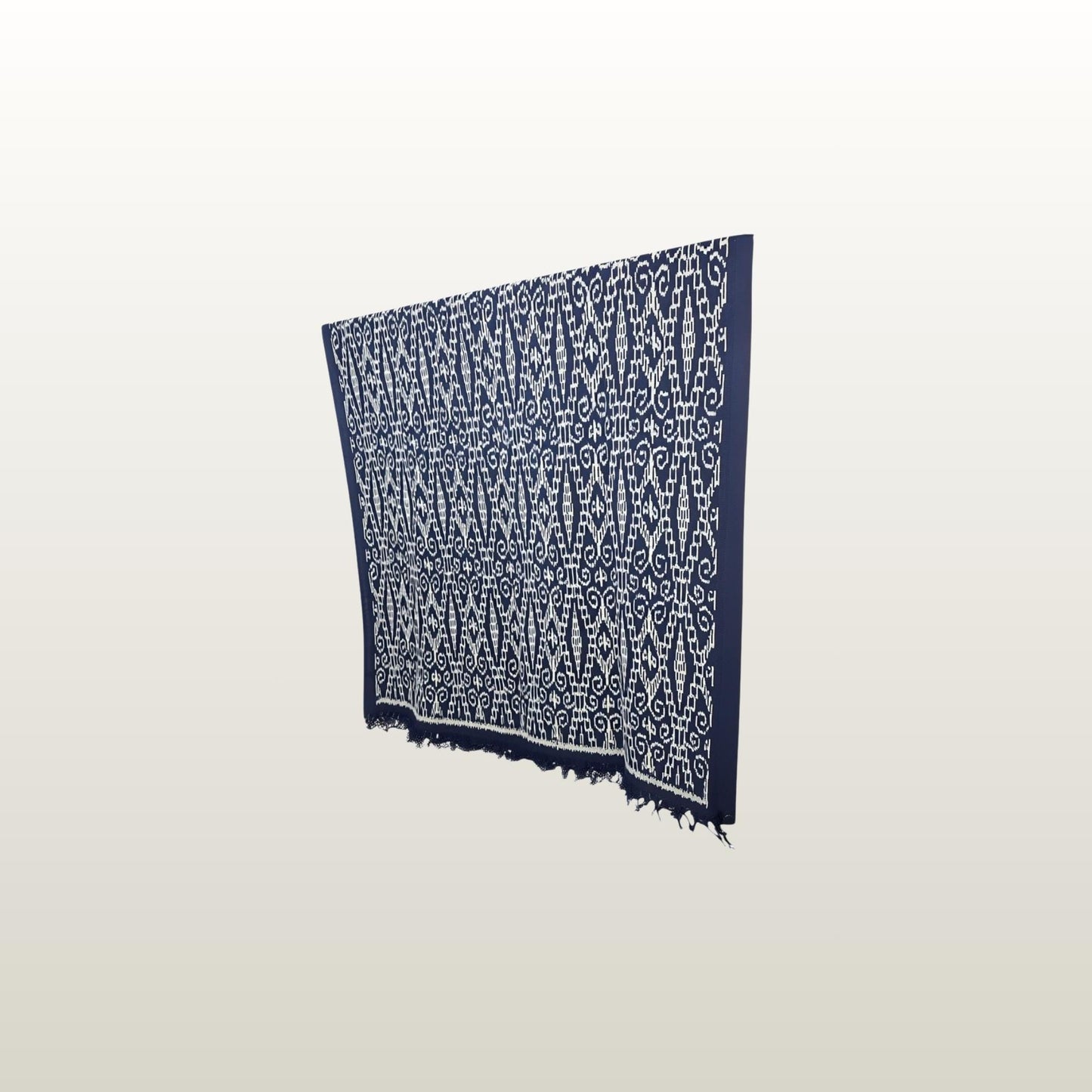 Hand woven Navy Blue Ikat Cotton Tapestry: Hand Loomed Indonesian Blanket (45x90)