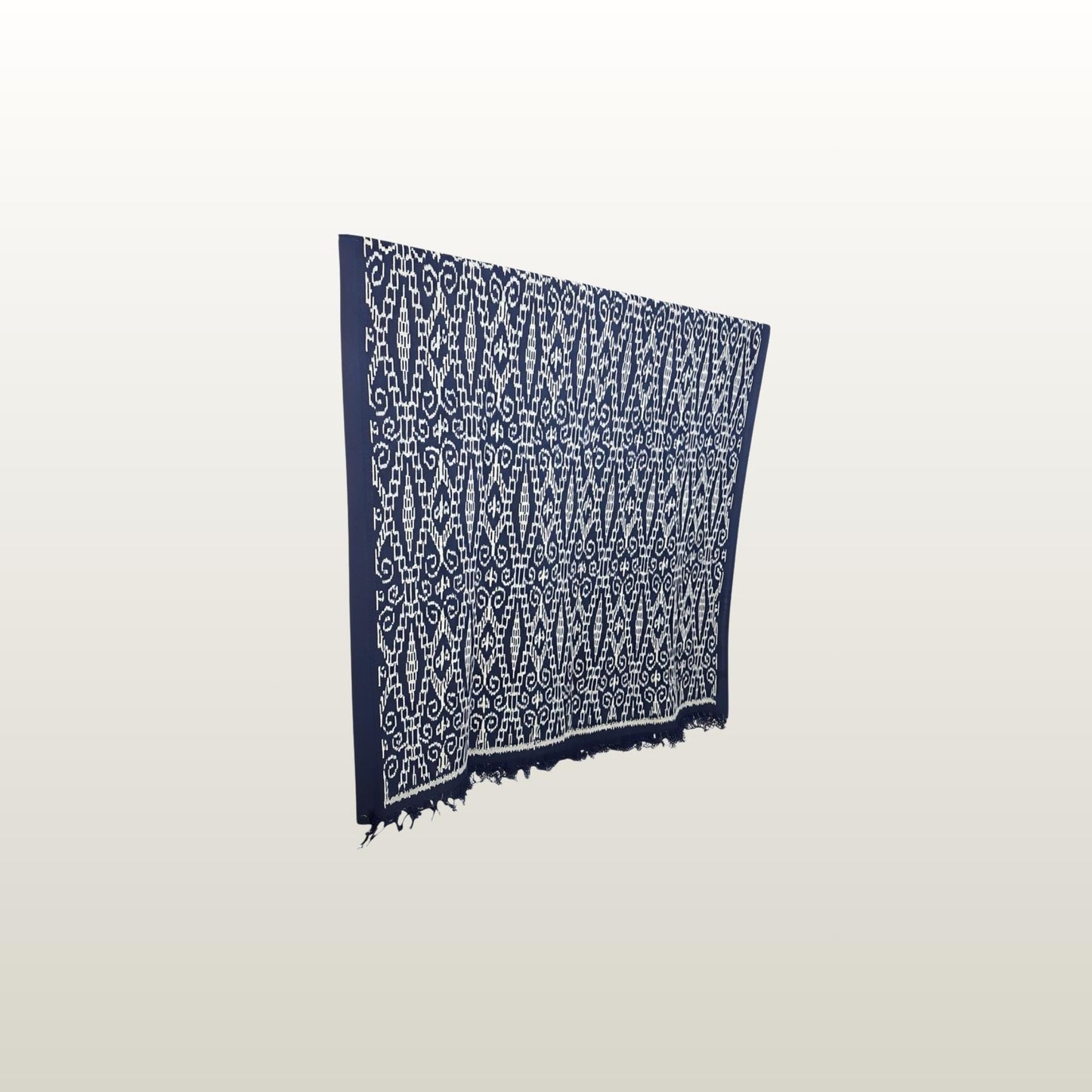 Hand woven Navy Blue Ikat Cotton Tapestry: Hand Loomed Indonesian Blanket (45x90)