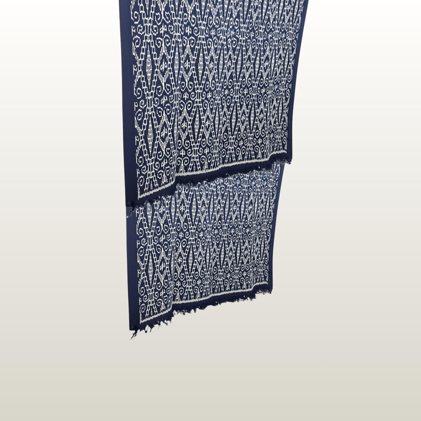 Hand woven Navy Blue Ikat Cotton Tapestry: Hand Loomed Indonesian Blanket (45x90)