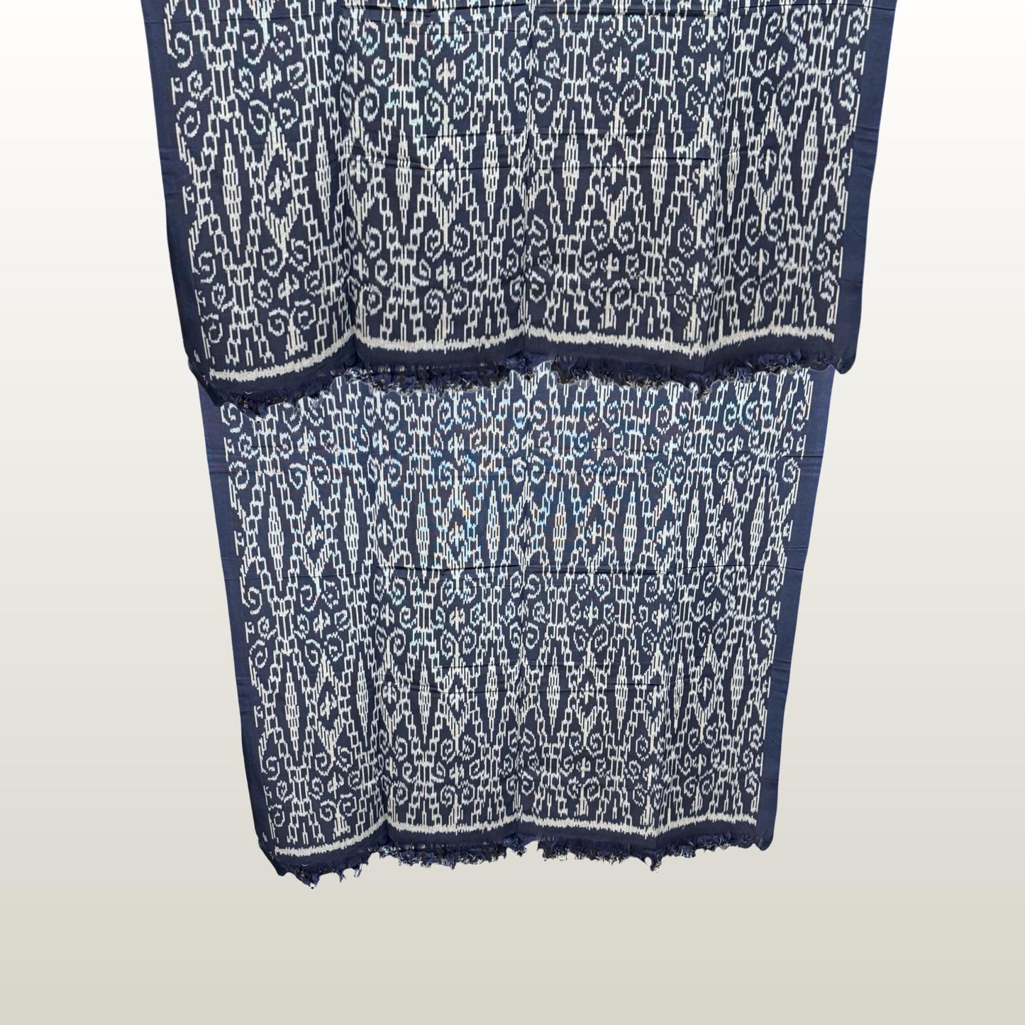 Hand woven Navy Blue Ikat Cotton Tapestry: Hand Loomed Indonesian Blanket (45x90)