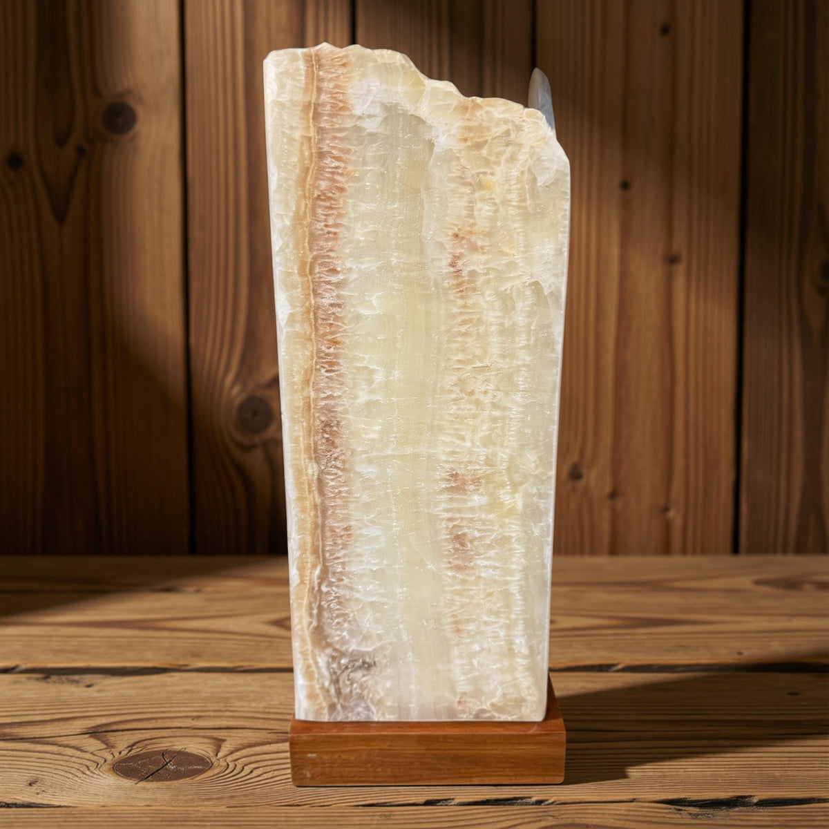 Onyx  Gemstone Table Lamp: Raw Edge Crystal Matrix Accent Light