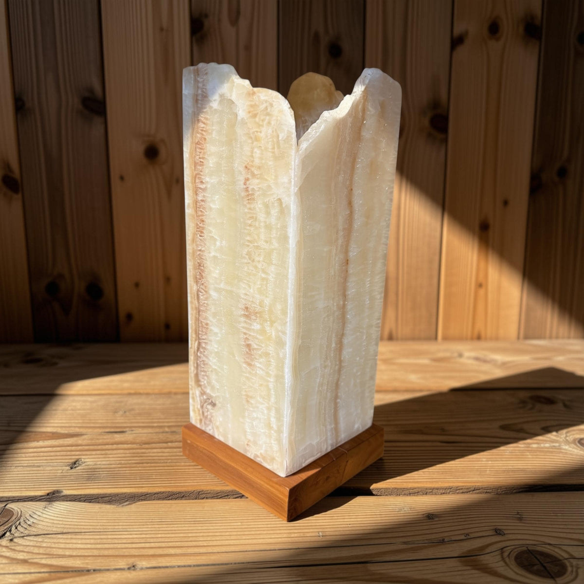 Onyx  Gemstone Table Lamp: Raw Edge Crystal Matrix Accent Light