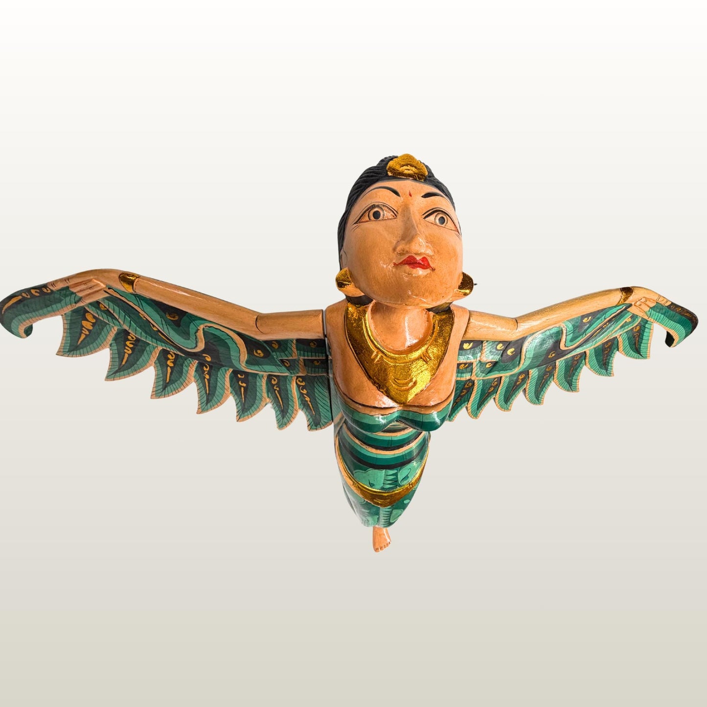 Balinese Winged Dewi Sri Goddess Mobile: Carved Wood Demon Chaser Bali Art 30"
