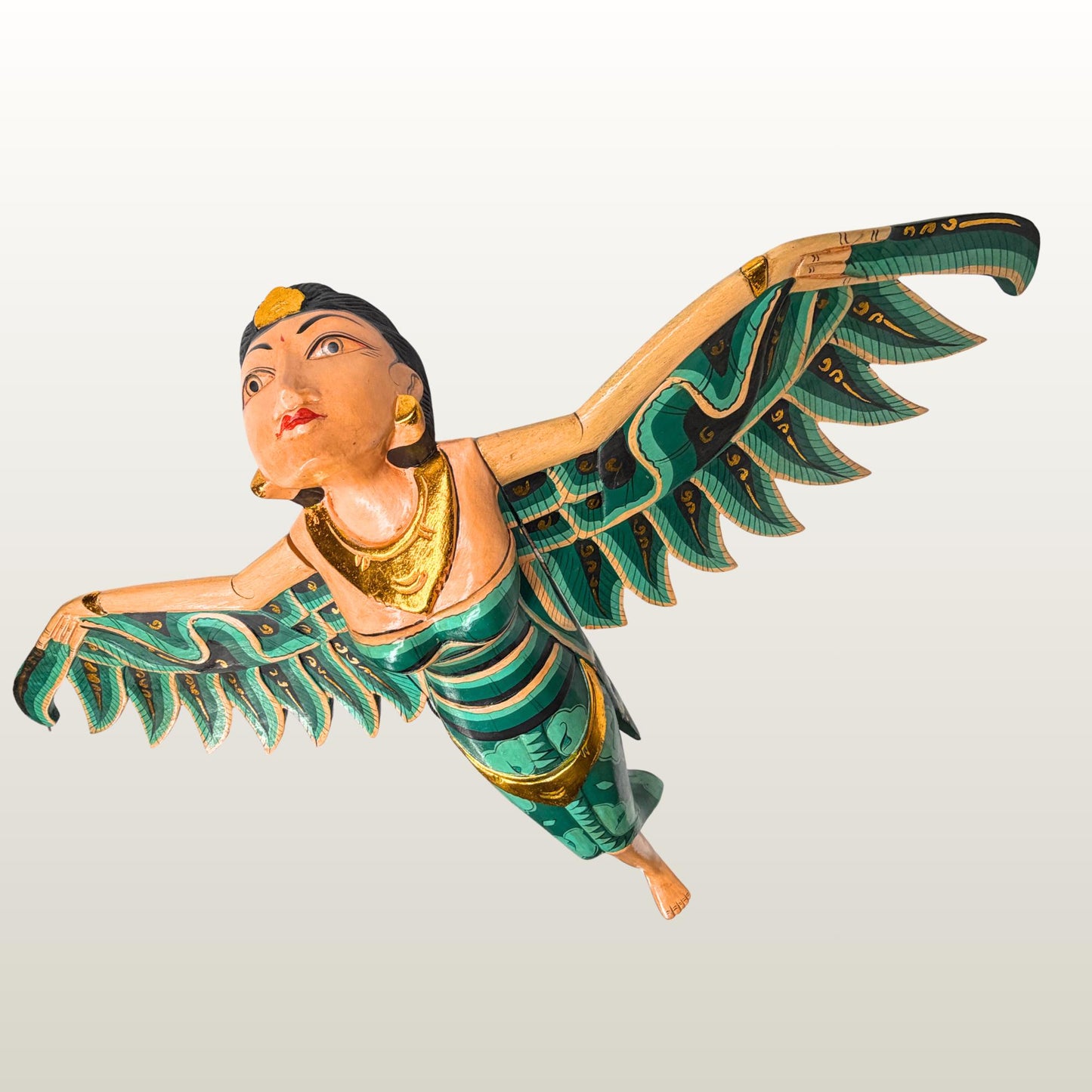 Balinese Winged Dewi Sri Goddess Mobile: Carved Wood Demon Chaser Bali Art 30"