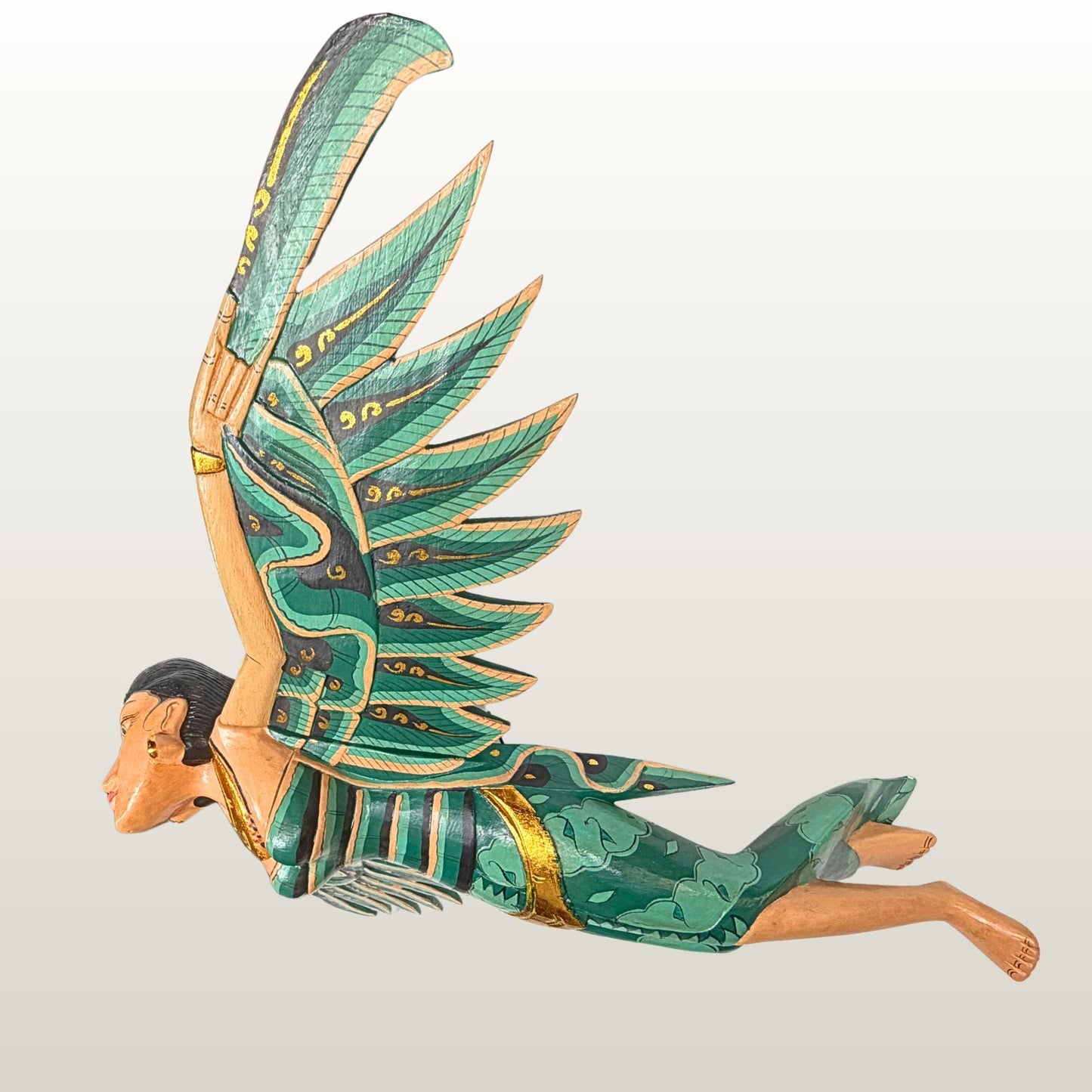 Balinese Winged Dewi Sri Goddess Mobile: Carved Wood Demon Chaser Bali Art 30"