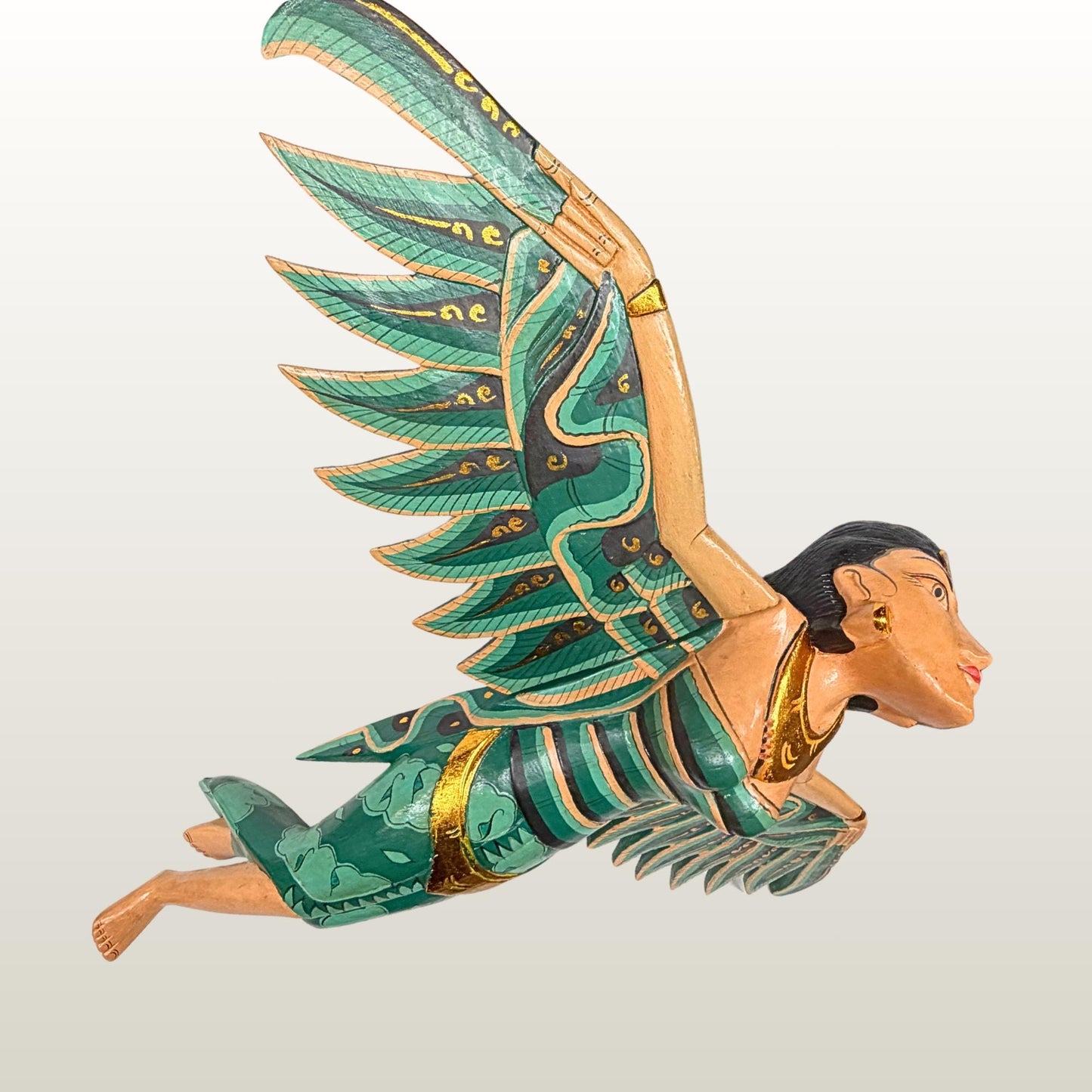 Balinese Winged Dewi Sri Goddess Mobile: Carved Wood Demon Chaser Bali Art 30"