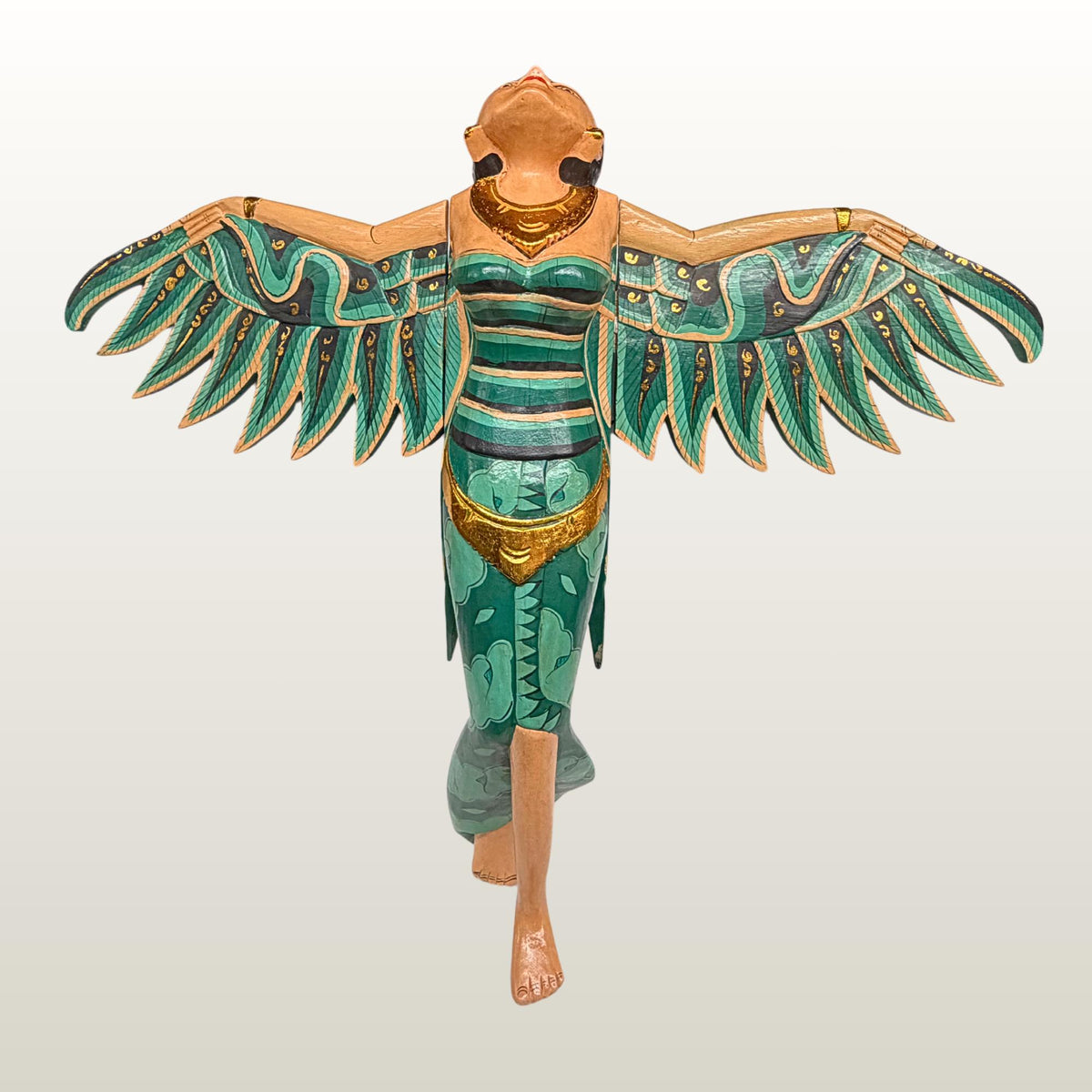 Balinese Winged Dewi Sri Goddess Mobile: Carved Wood Demon Chaser Bali Art 30"