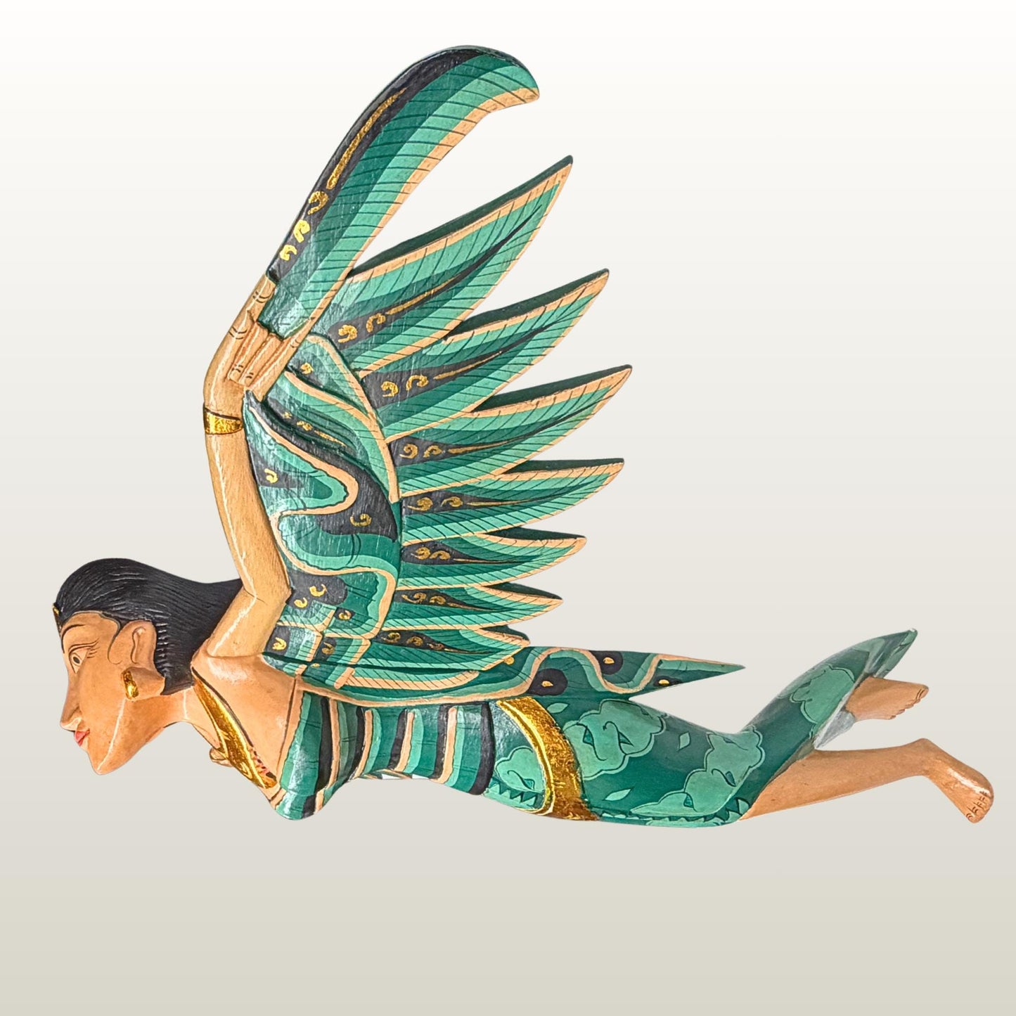 Balinese Winged Dewi Sri Goddess Mobile: Carved Wood Demon Chaser Bali Art 30"