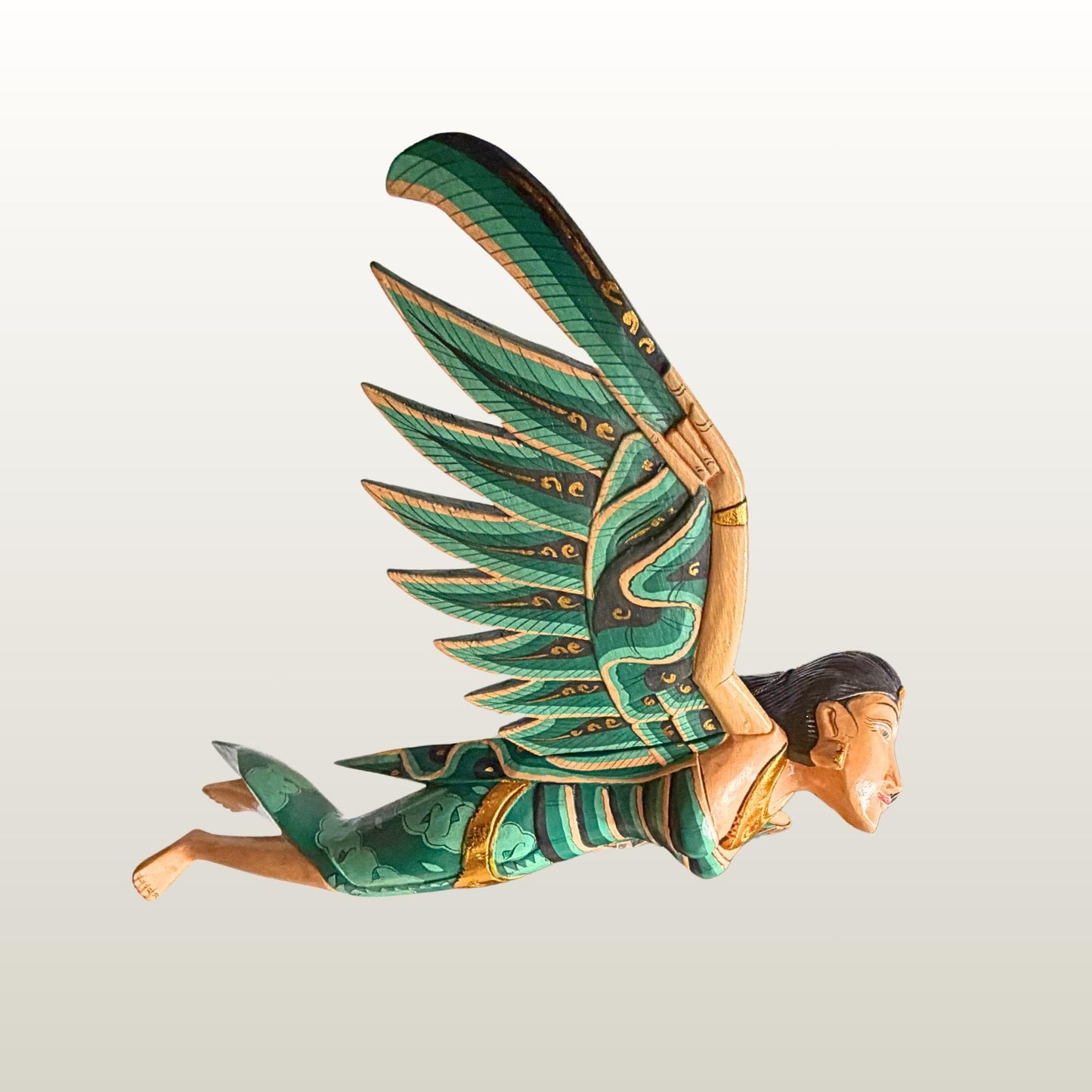 Balinese Winged Dewi Sri Goddess Mobile: Carved Wood Demon Chaser Bali Art 30"