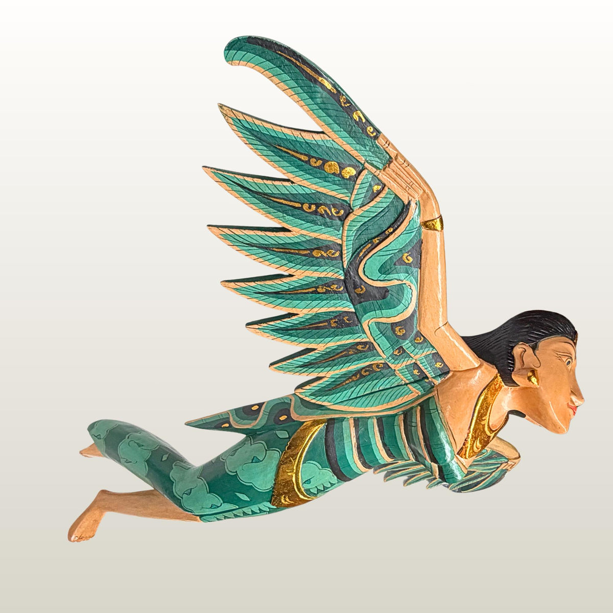 Balinese Winged Dewi Sri Goddess Mobile: Carved Wood Demon Chaser Bali Art 30"