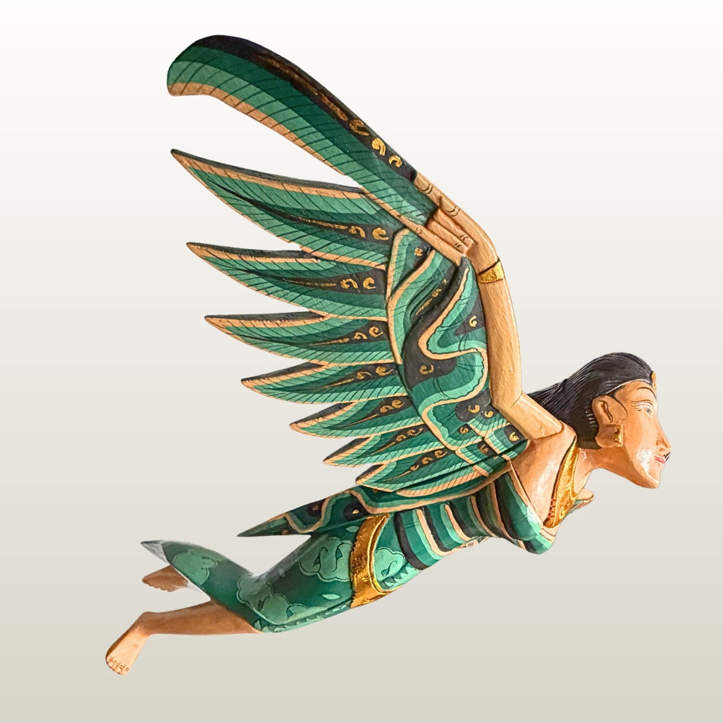 Balinese Winged Dewi Sri Goddess Mobile: Carved Wood Demon Chaser Bali Art 30"