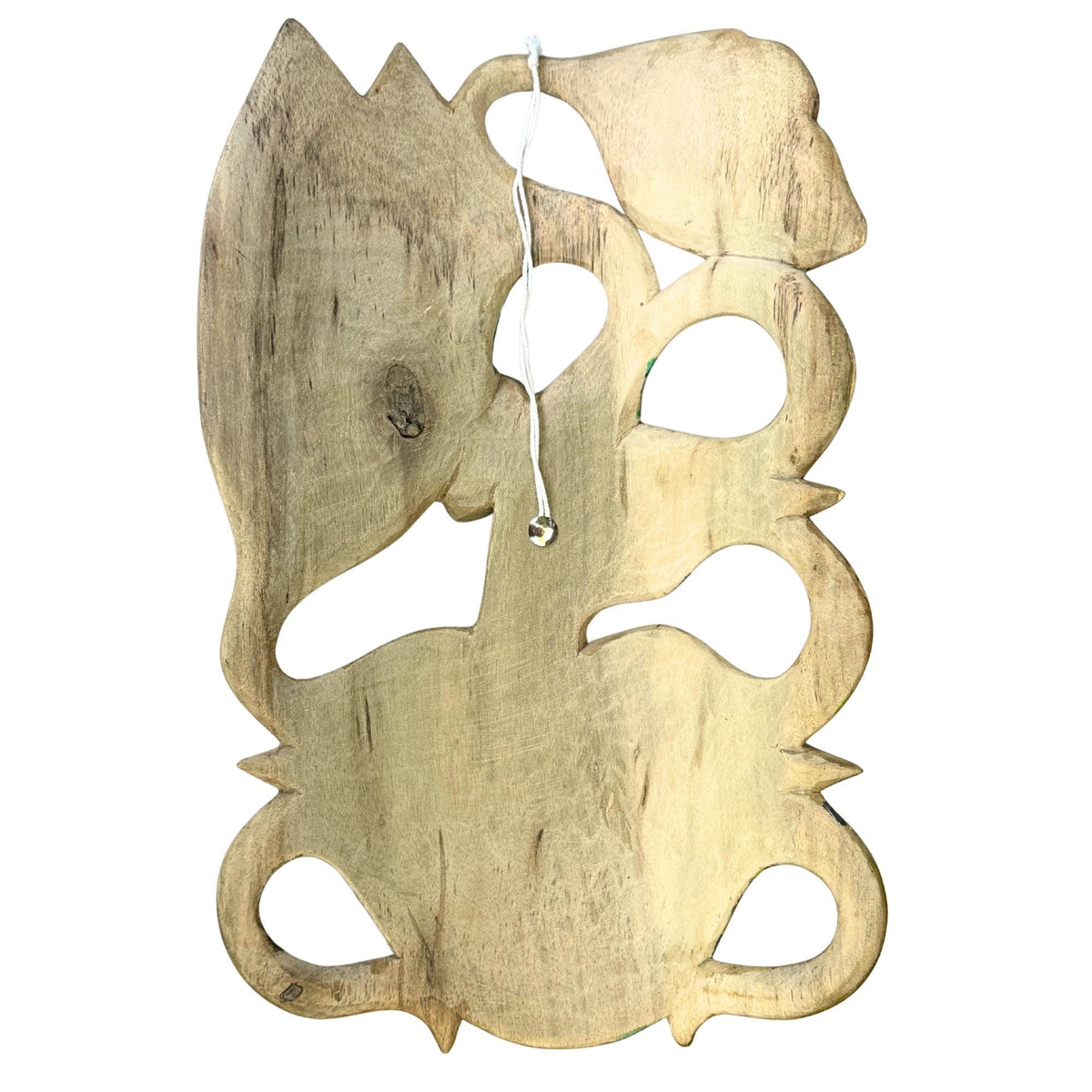 Hand Carved Wood Balinese Frangipani Goddess Mask: Hand-painted Jungle Garden Abstract Carving, Wall Art - Acadia World Traders