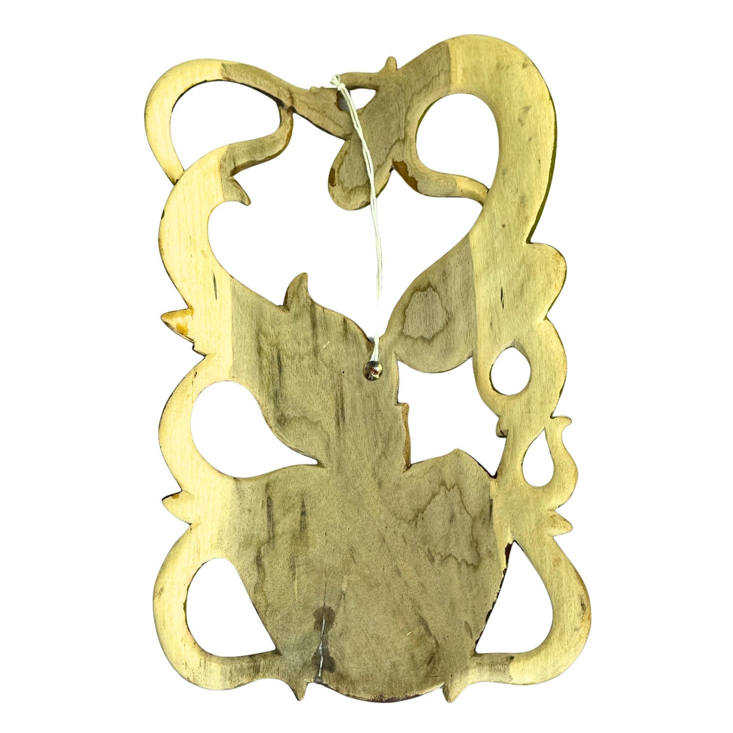 Hand Carved Wood Balinese Tattoo Dancer Mask: Hand-painted Abstract Carving, Wall Art