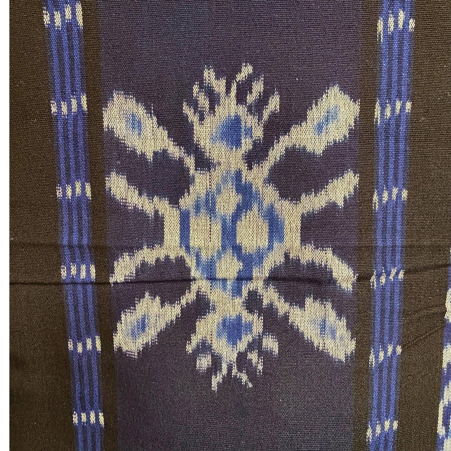 Hand woven Blue Ikat Cotton Tapestry: Hand Loomed Indonesian Blanket (45x90)