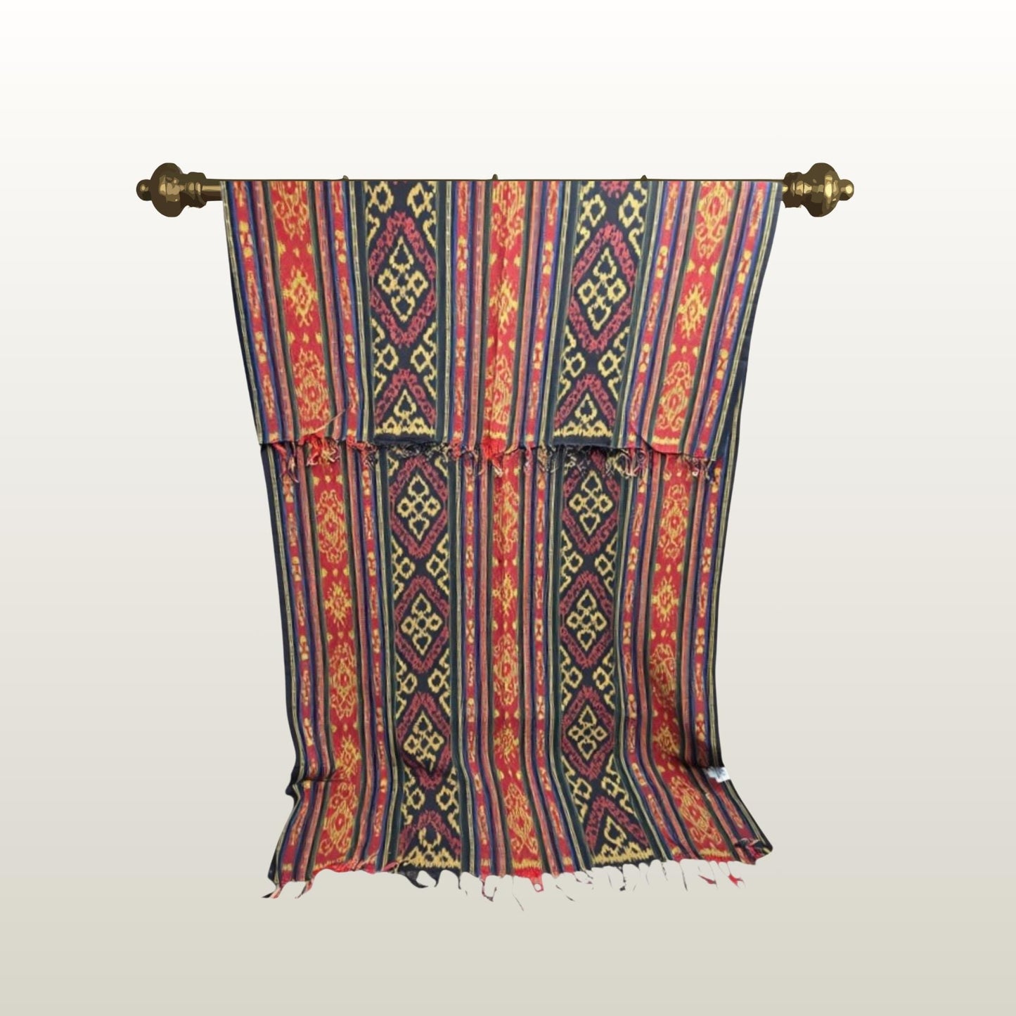 Hand woven Earthy Red & Brown Ikat Cotton Tapestry: Hand Loomed Indonesian Blanket (45x90)