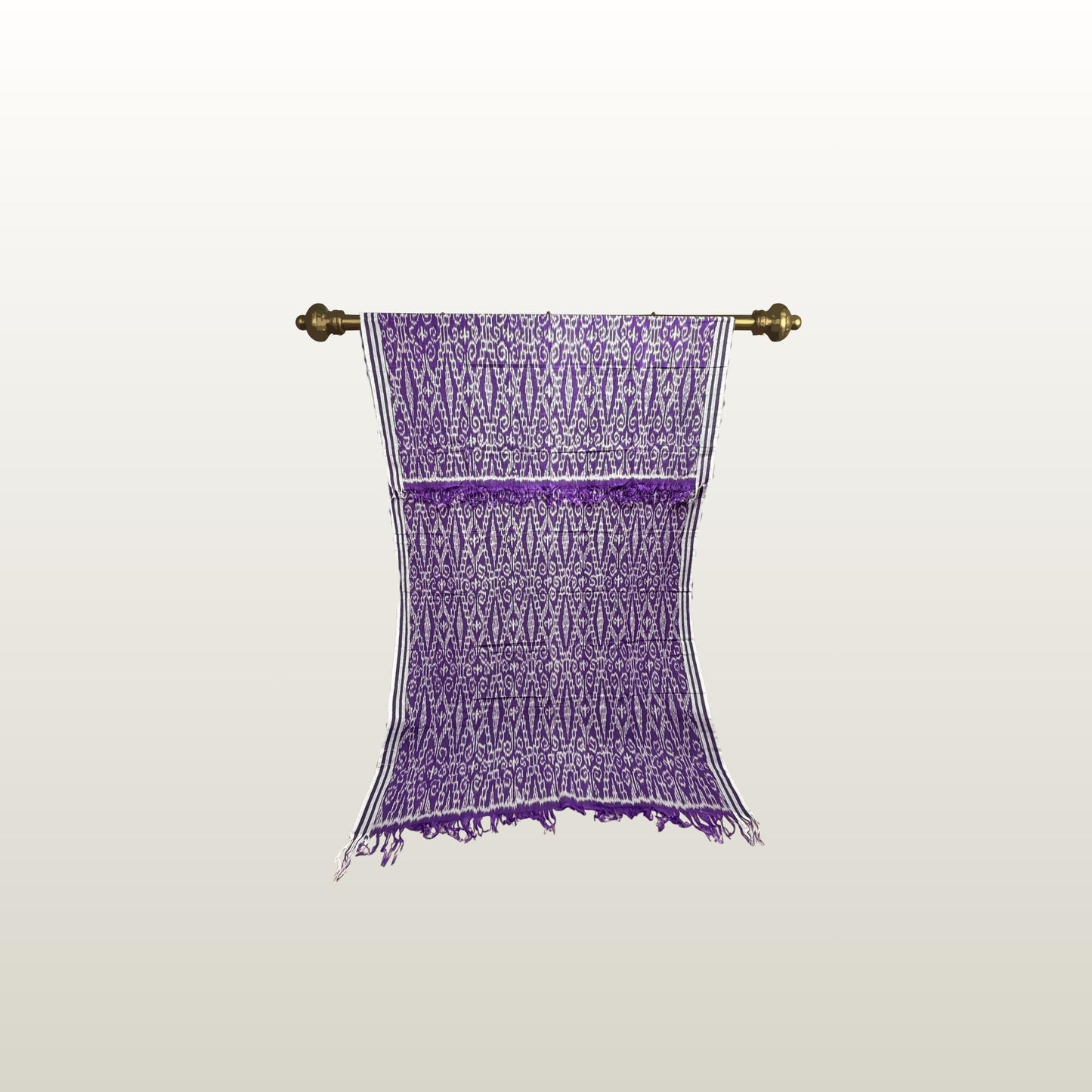 Hand woven Purple & gray Ikat Cotton Tapestry: Hand Loomed Indonesian Blanket (45x90)