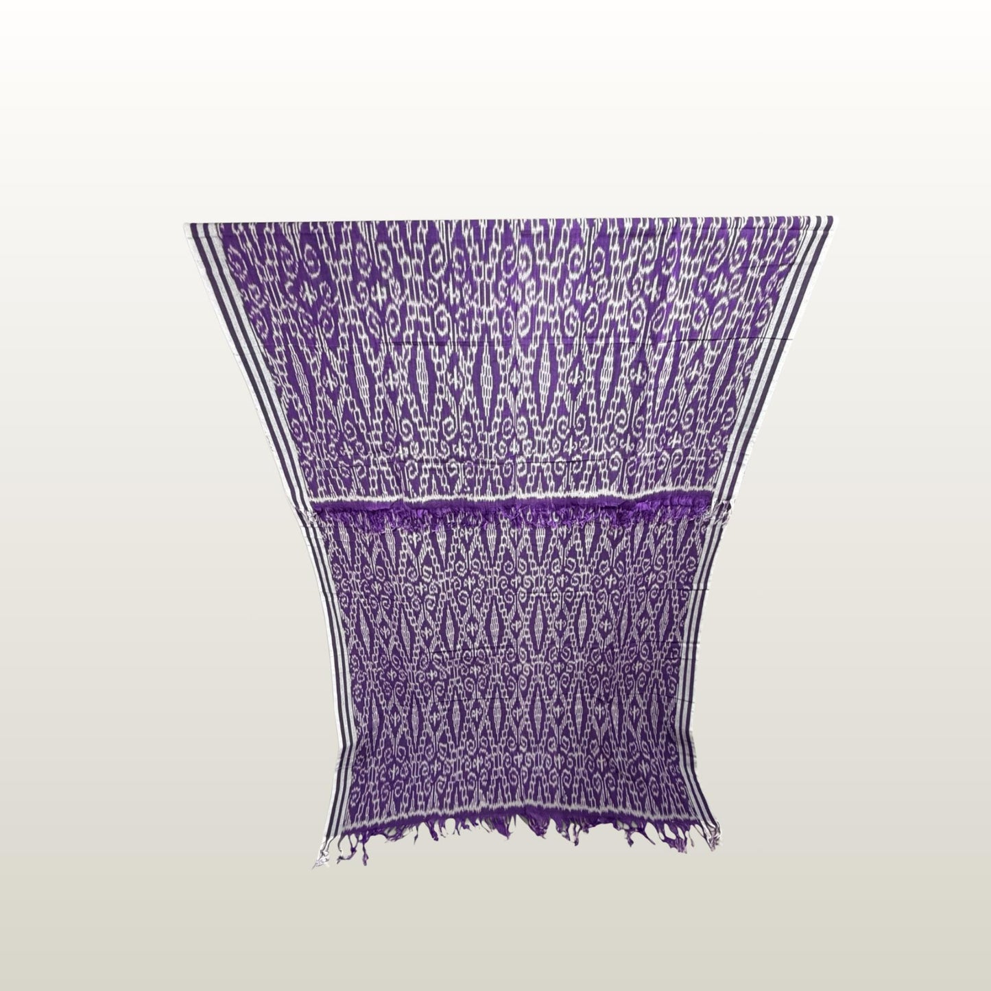 Hand woven Purple & gray Ikat Cotton Tapestry: Hand Loomed Indonesian Blanket (45x90)