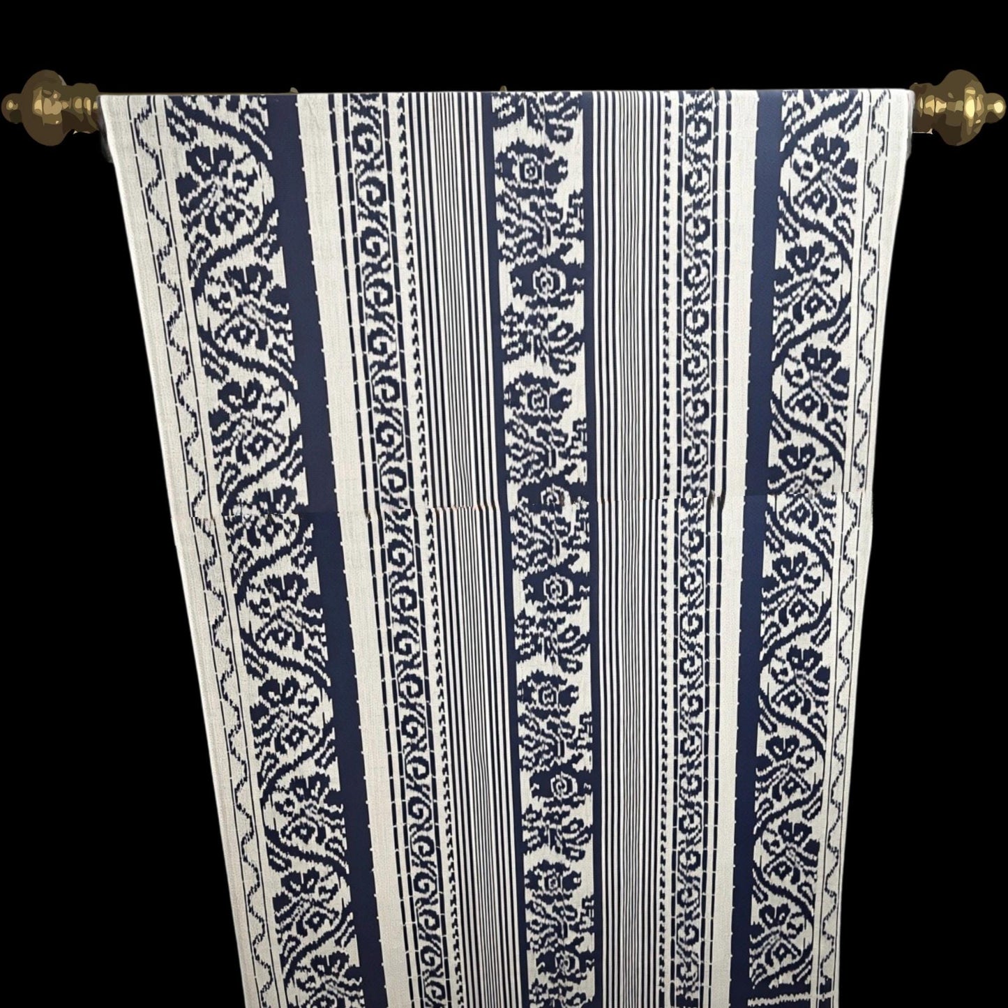 Hand woven Deep Navy Blue Ikat Cotton Tapestry: Hand Loomed Indonesian Blanket (45x90)