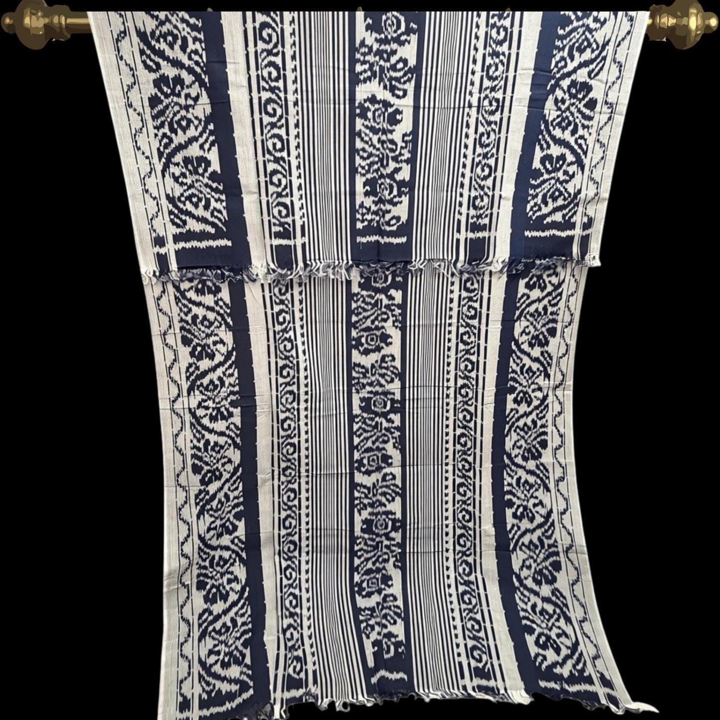 Hand woven Deep Navy Blue Ikat Cotton Tapestry: Hand Loomed Indonesian Blanket (45x90)