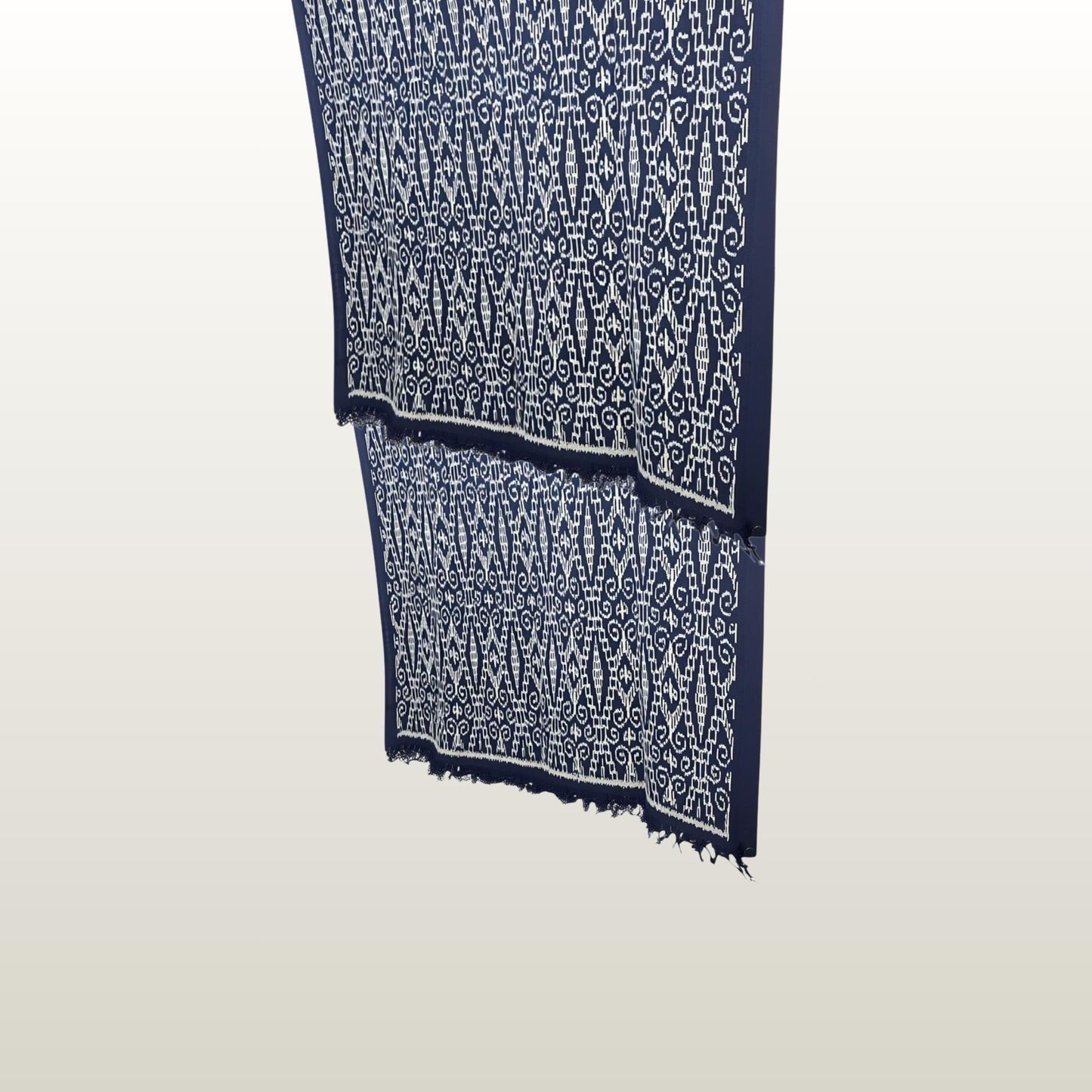 Hand woven Navy Blue Ikat Cotton Tapestry: Hand Loomed Indonesian Blanket (45x90)