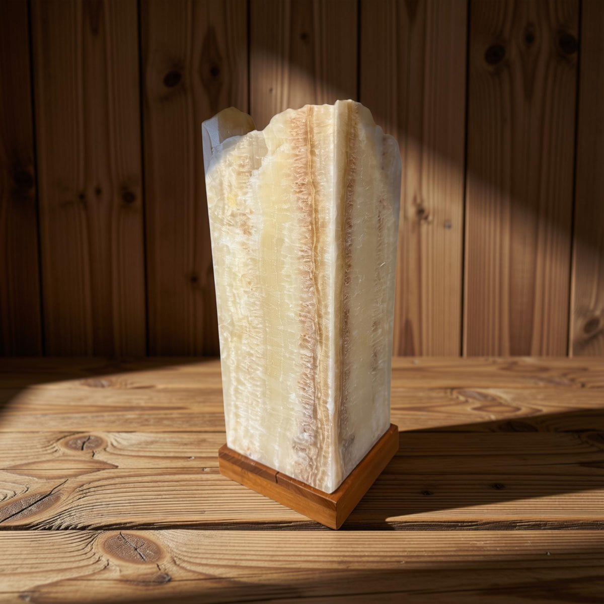 Onyx  Gemstone Table Lamp: Raw Edge Crystal Matrix Accent Light