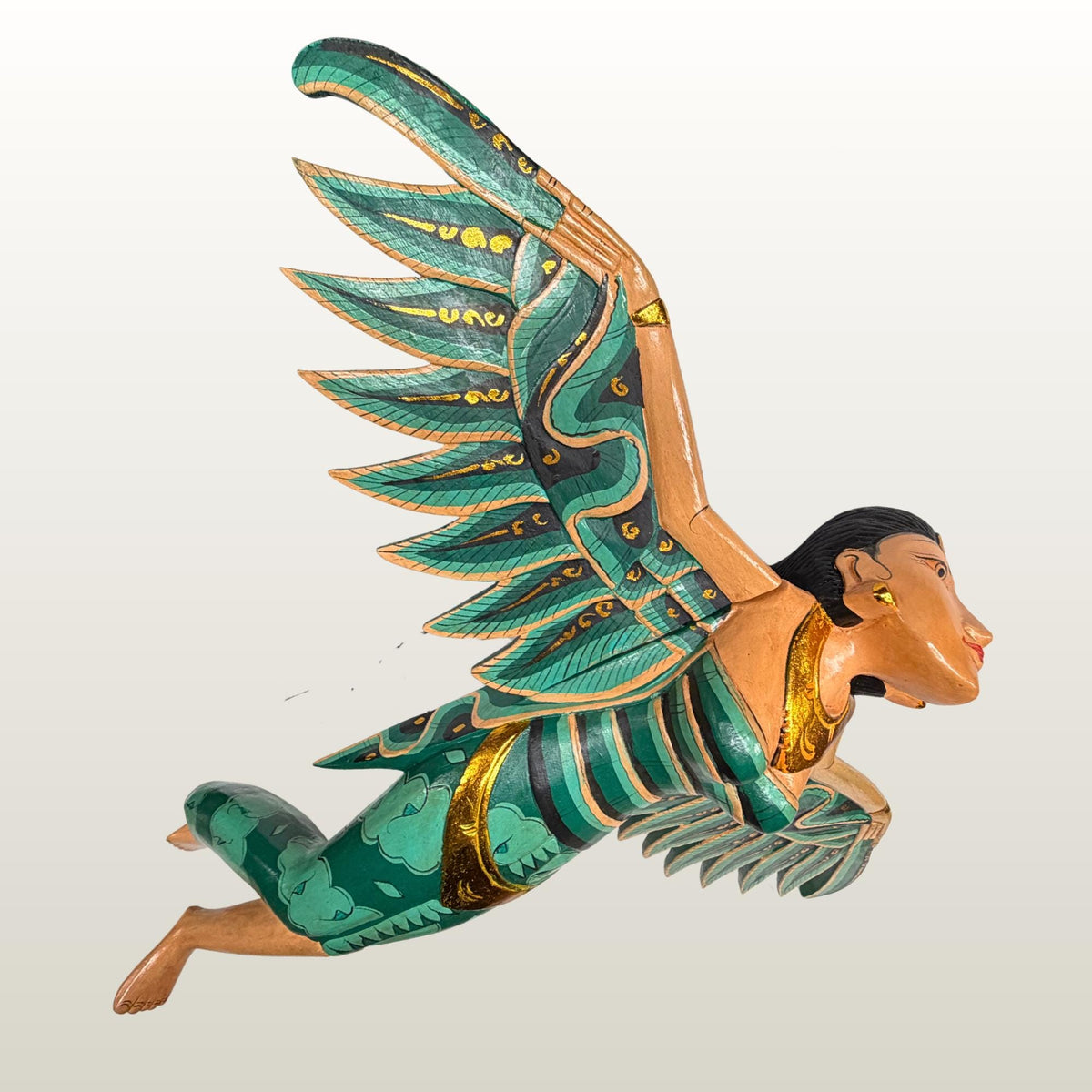 Balinese Winged Dewi Sri Goddess Mobile: Carved Wood Demon Chaser Bali Art 30"