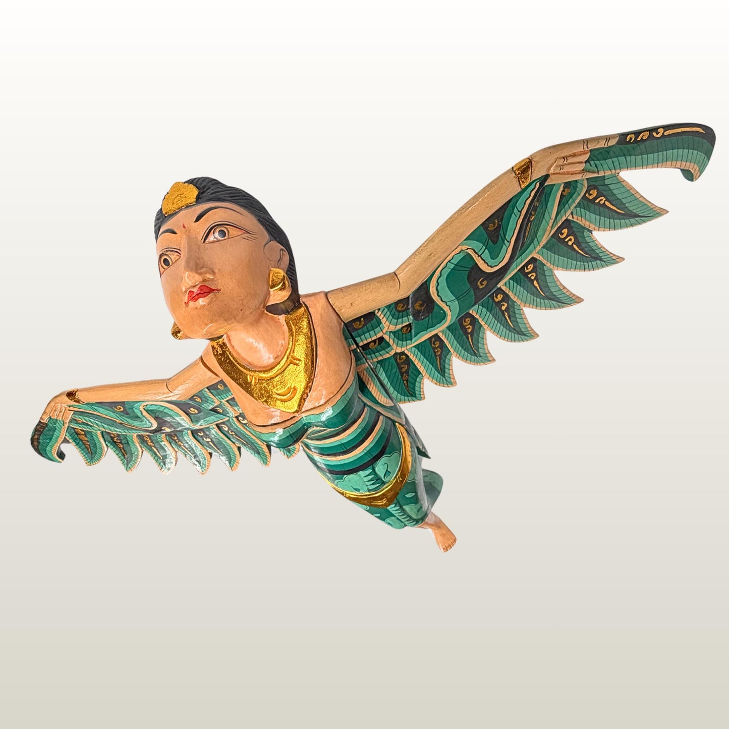 Balinese Winged Dewi Sri Goddess Mobile: Carved Wood Demon Chaser Bali Art 30"