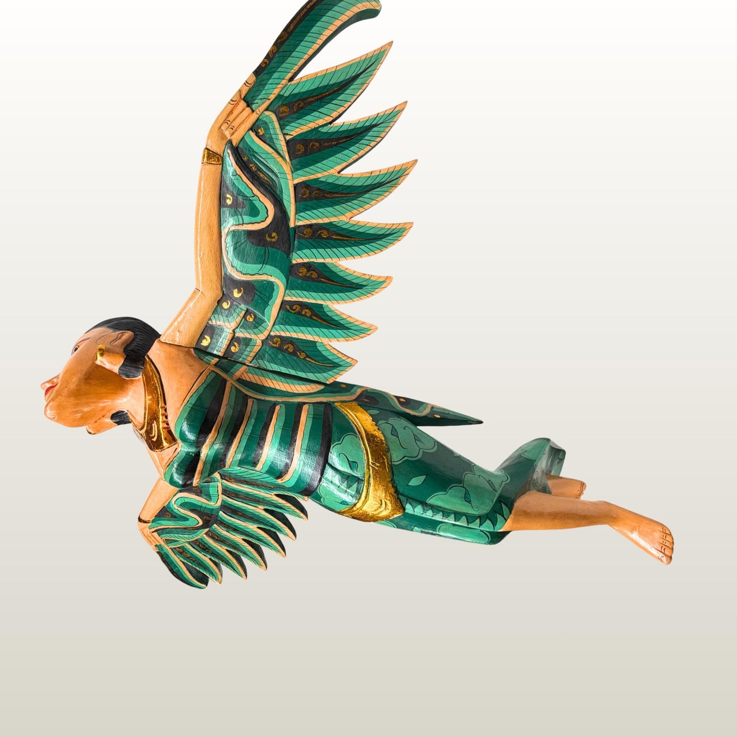 Balinese Winged Dewi Sri Goddess Mobile: Carved Wood Demon Chaser Bali Art 30"