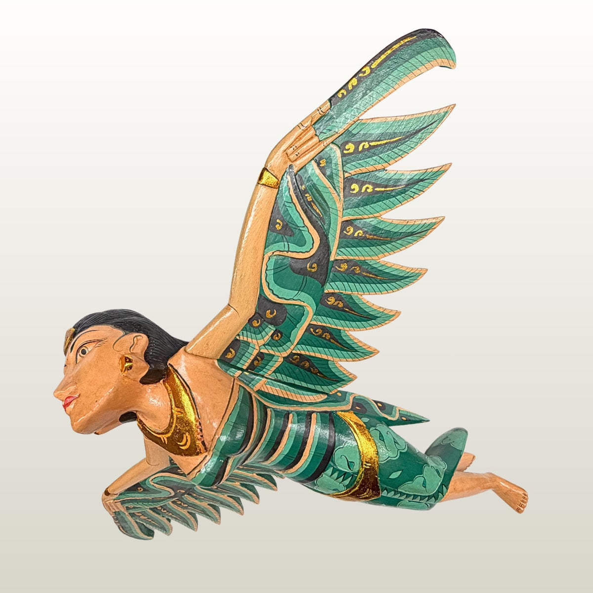 Balinese Winged Dewi Sri Goddess Mobile: Carved Wood Demon Chaser Bali Art 30"