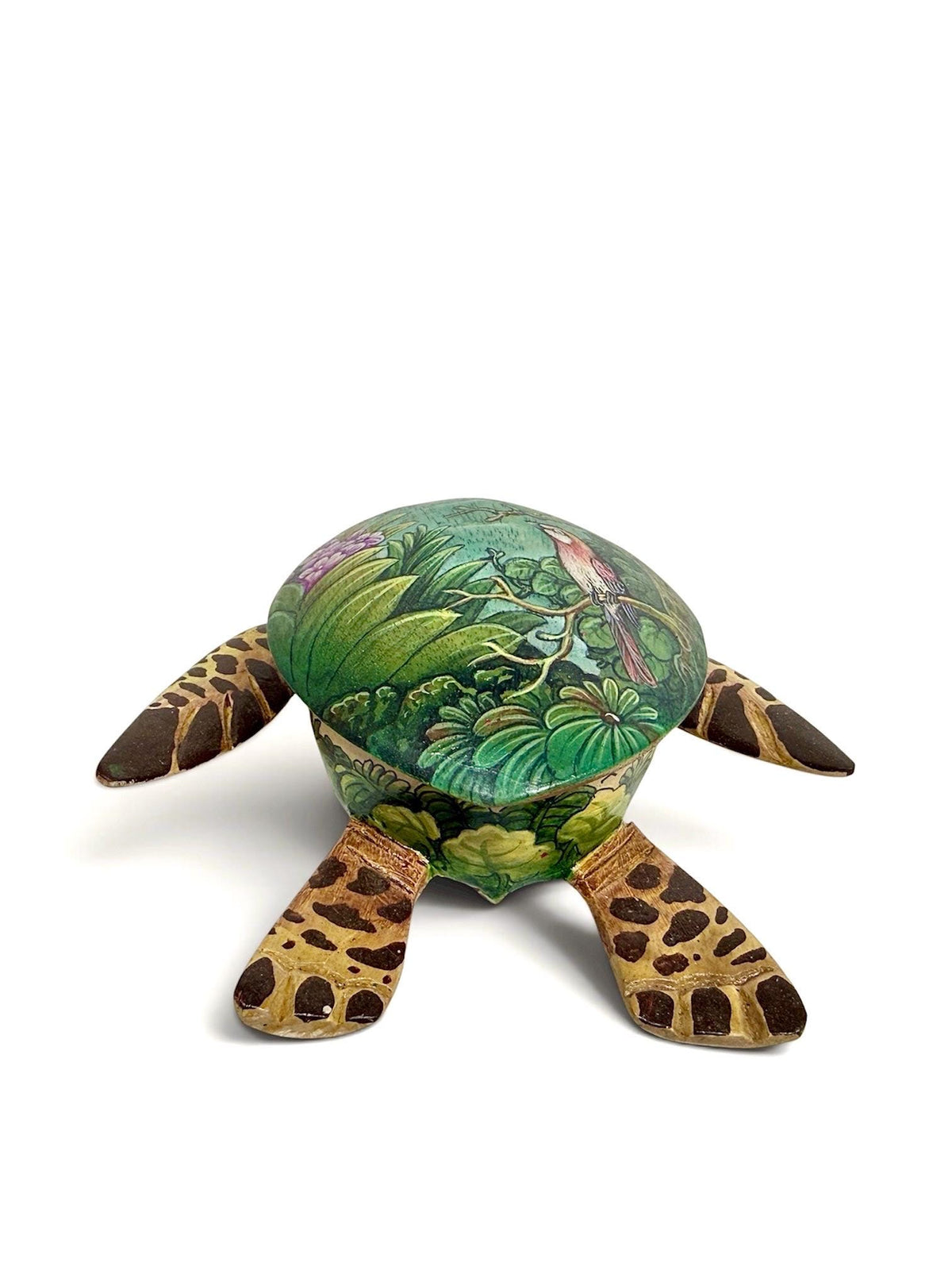 Sea Turtle Jewelry Box - Hand Carved Wood & Painted Trinket Box - Balinese Art