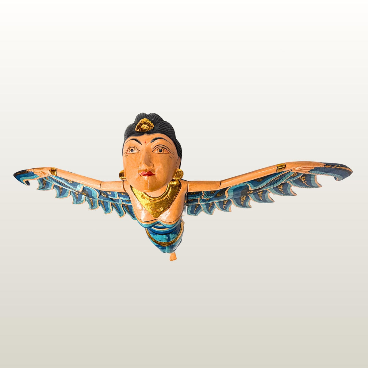 Balinese Winged Dewi Sri Goddess Mobile: Carved Wood Demon Chaser Bali Art 30"