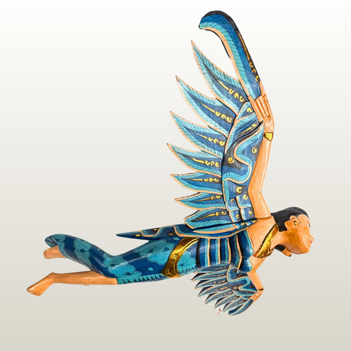 Balinese Winged Dewi Sri Goddess Mobile: Carved Wood Demon Chaser Bali Art 30"