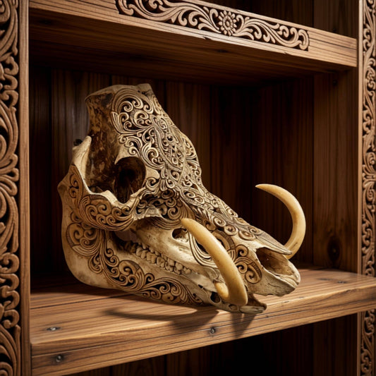 Balinese Hand Carved Wild Boar Skull: Taxidermy Lodge Decor, Bali Wall  Art - Acadia World Traders