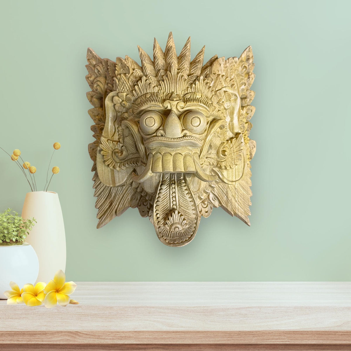 Balinese Rangda Demon Queen Mask, Hand Carved Wood Bali Art