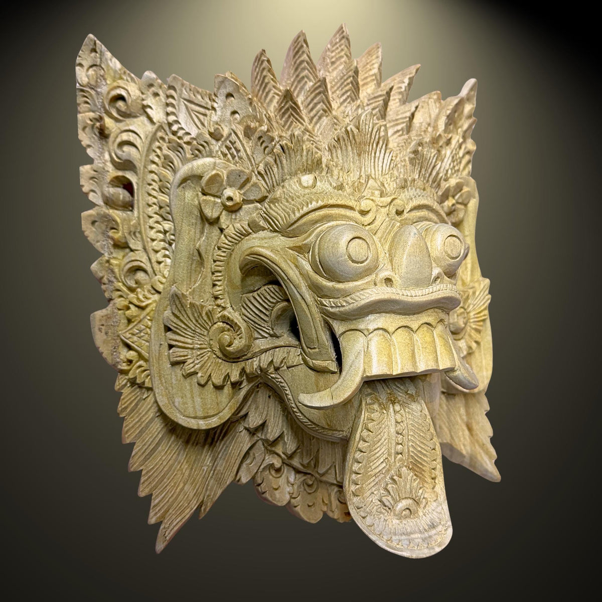 Balinese Rangda Demon Queen Mask, Hand Carved Wood Bali Art