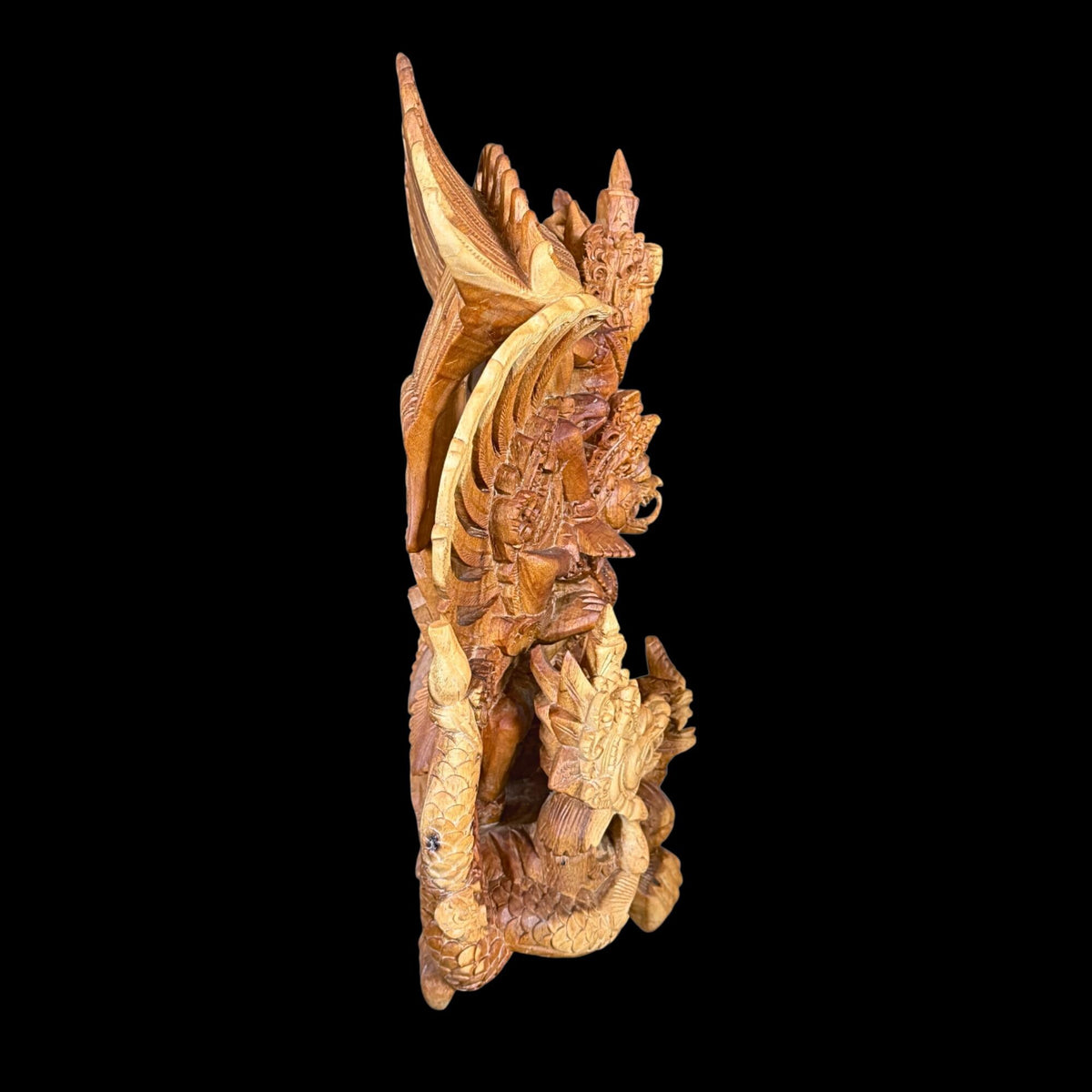 Balinese Garuda Vishnu Naga Sculpture: Hand carved wood  Indonesian Art Statue