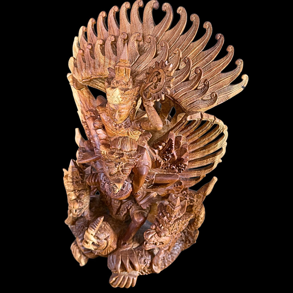 Balinese Garuda Vishnu Naga Sculpture: Hand carved wood  Indonesian Art Statue