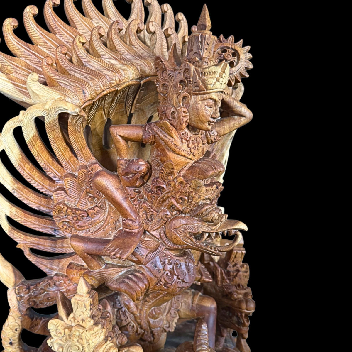 Balinese Garuda Vishnu Naga Sculpture: Hand carved wood  Indonesian Art Statue