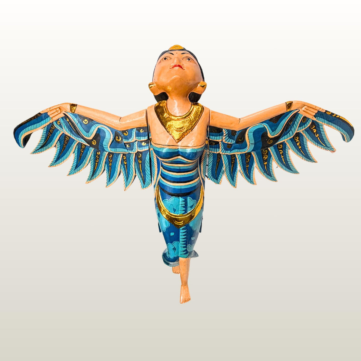 Balinese Winged Dewi Sri Goddess Mobile: Carved Wood Demon Chaser Bali Art 30"